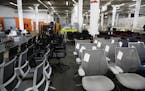 Office chairs at Office Furniture Center in Chicago on Nov. 4, 2020. (Jose M. Osorio/Chicago Tribune/TNS) ORG XMIT: 1825532