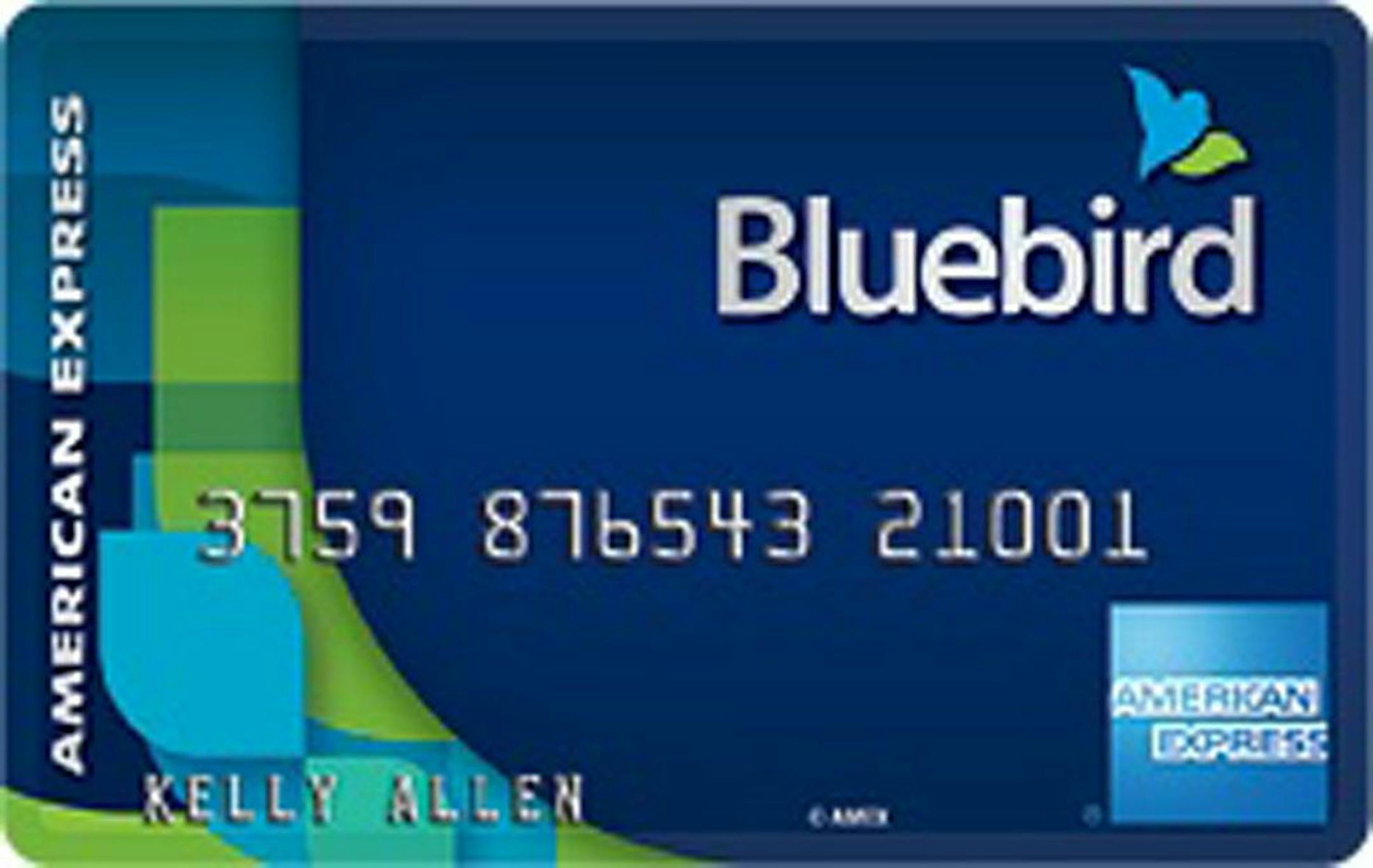 This undated image provided by American Express shows the Bluebird prepaid card that Wal-Mart Stores Inc. and American Express announced Monday, Oct. 8, 2012. The two companies said Monday that Bluebird, begun during a pilot program late last year and acts like a checking account but without the fees that have increasingly frustrated shoppers. It will have no minimum balance and no monthly, annual or overdraft fees. They say the only fees that will be associated with the card will be transparent