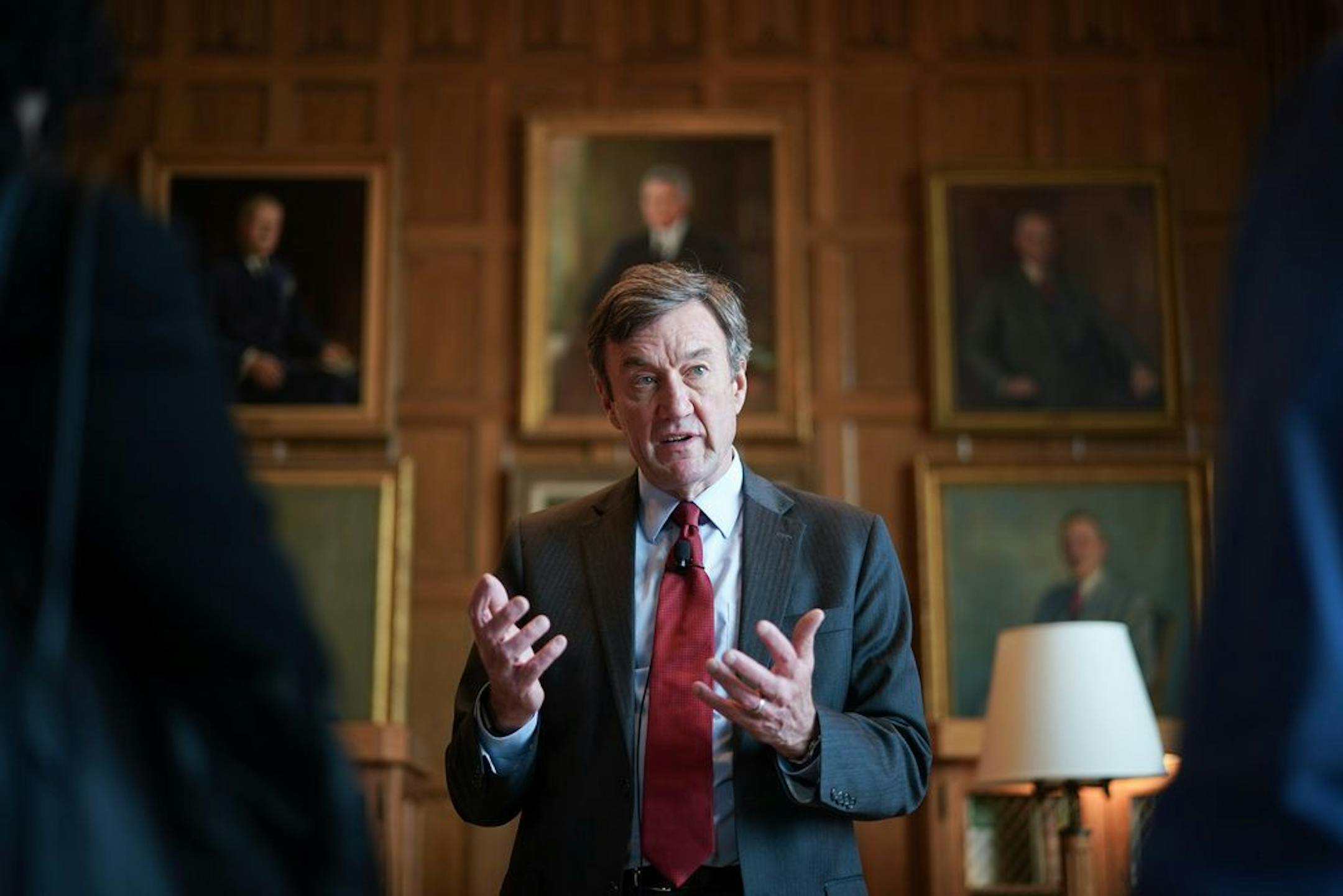 Dr. John Noseworthy, the CEO of Mayo Clinic held his last news conference for local media in the ornate Plummer Library.