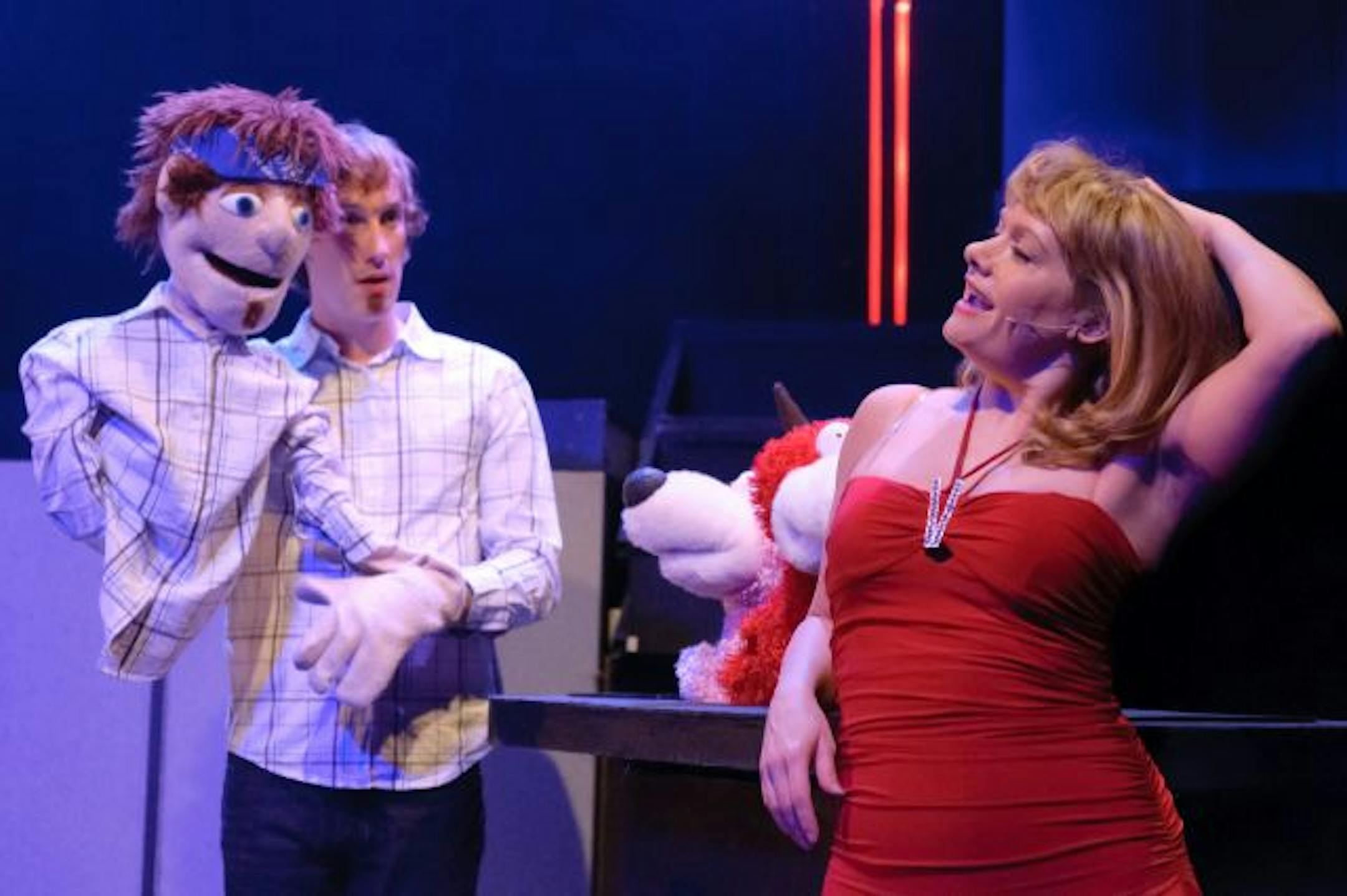 Princeton (Tom Reed) is about to be lured into temptation by Lucy T. Slut (Bonni Allen), much to the approval of the Bad Idea Bears.