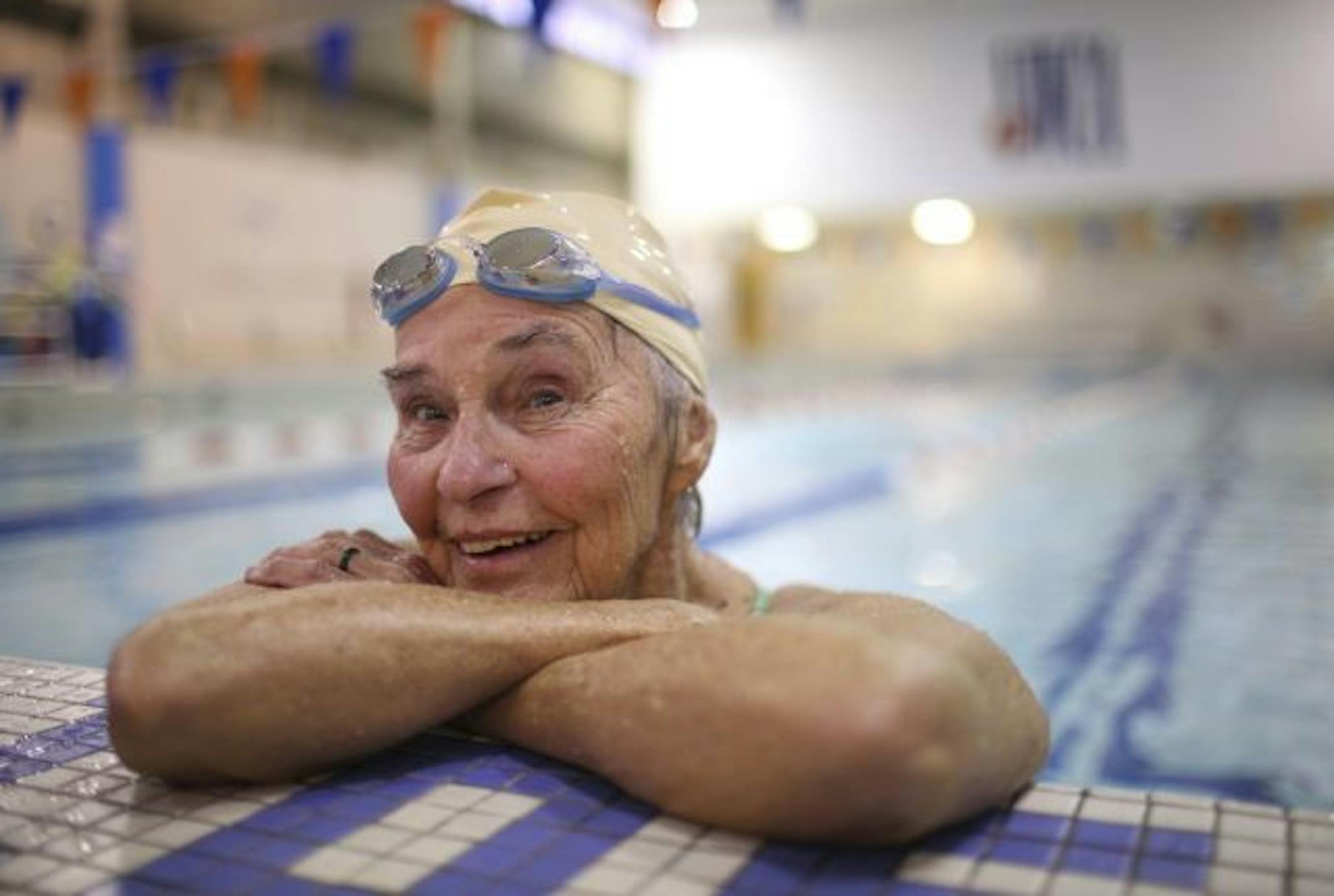 Gail Roper in the pool at the YWCA in downtown Minneapolis Tuesday afternoon during her workout.