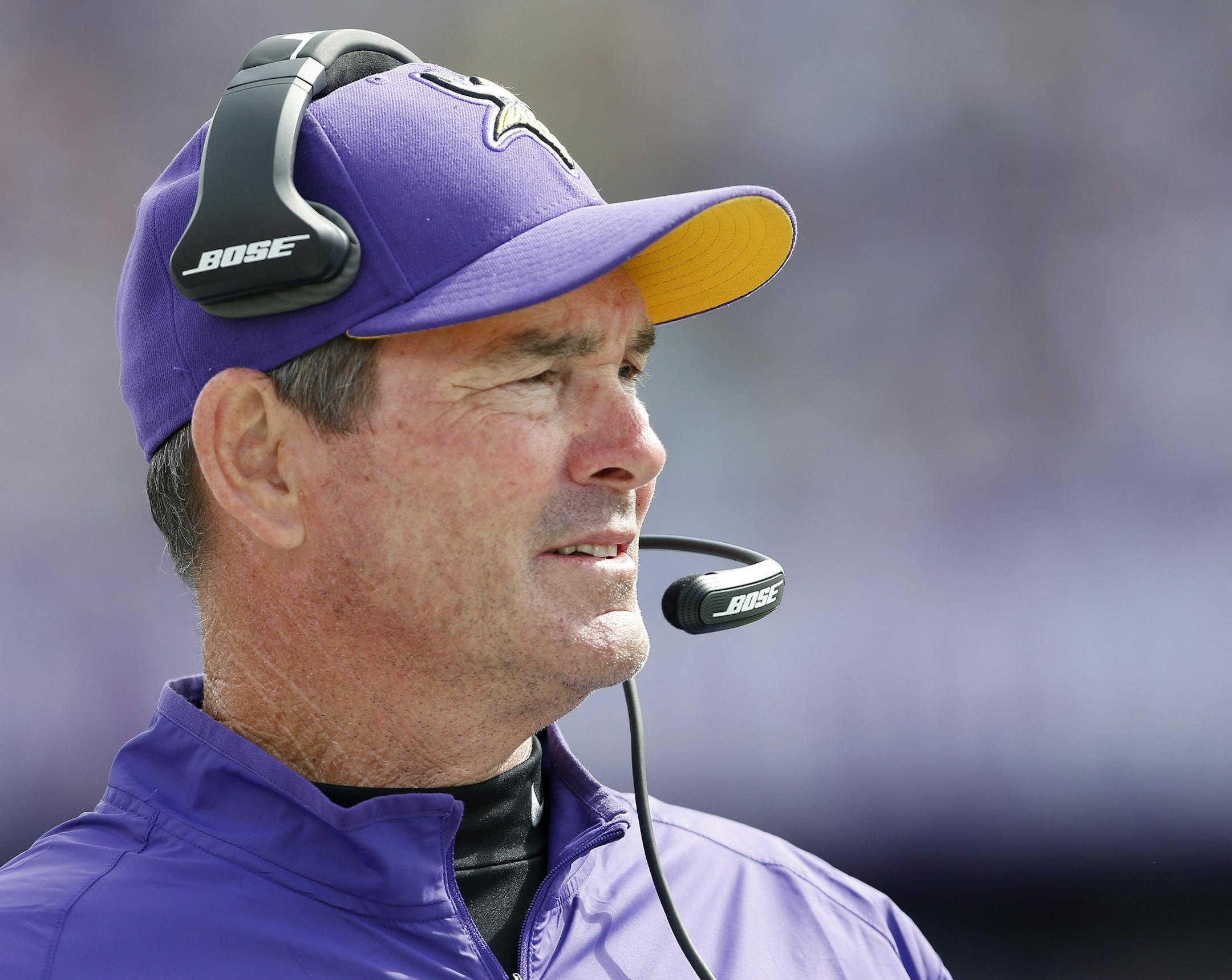 Minnesota Vikings head coach Mike Zimmer. ] CARLOS GONZALEZ cgonzalez@startribune.com - September 20, 2015, TCF Bank Stadium, Minneapolis, MN, NFL, Minnesota Vikings vs. Detroit Lions
