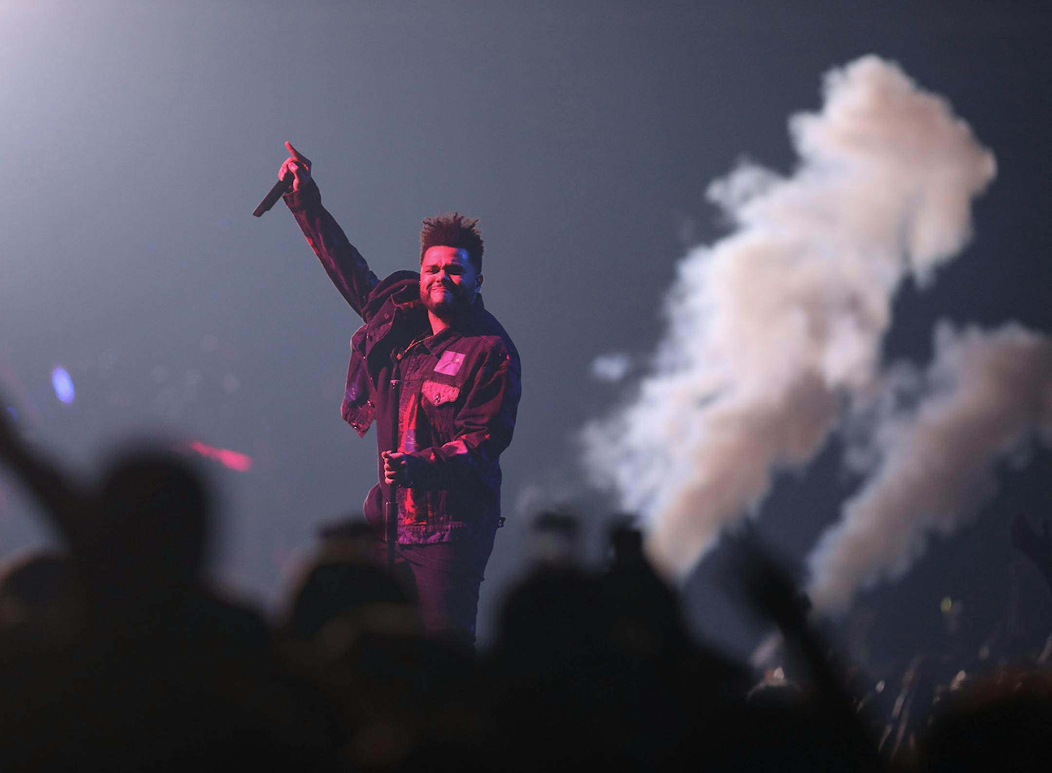 The Weeknd early in his set Sunday night.