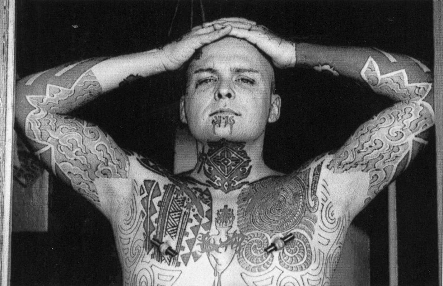 Ron Athey is a controversial performance artist whose work addressess AIDS, needles, and being gay. New York Times photo by Bart Bartholomew, October 1994.