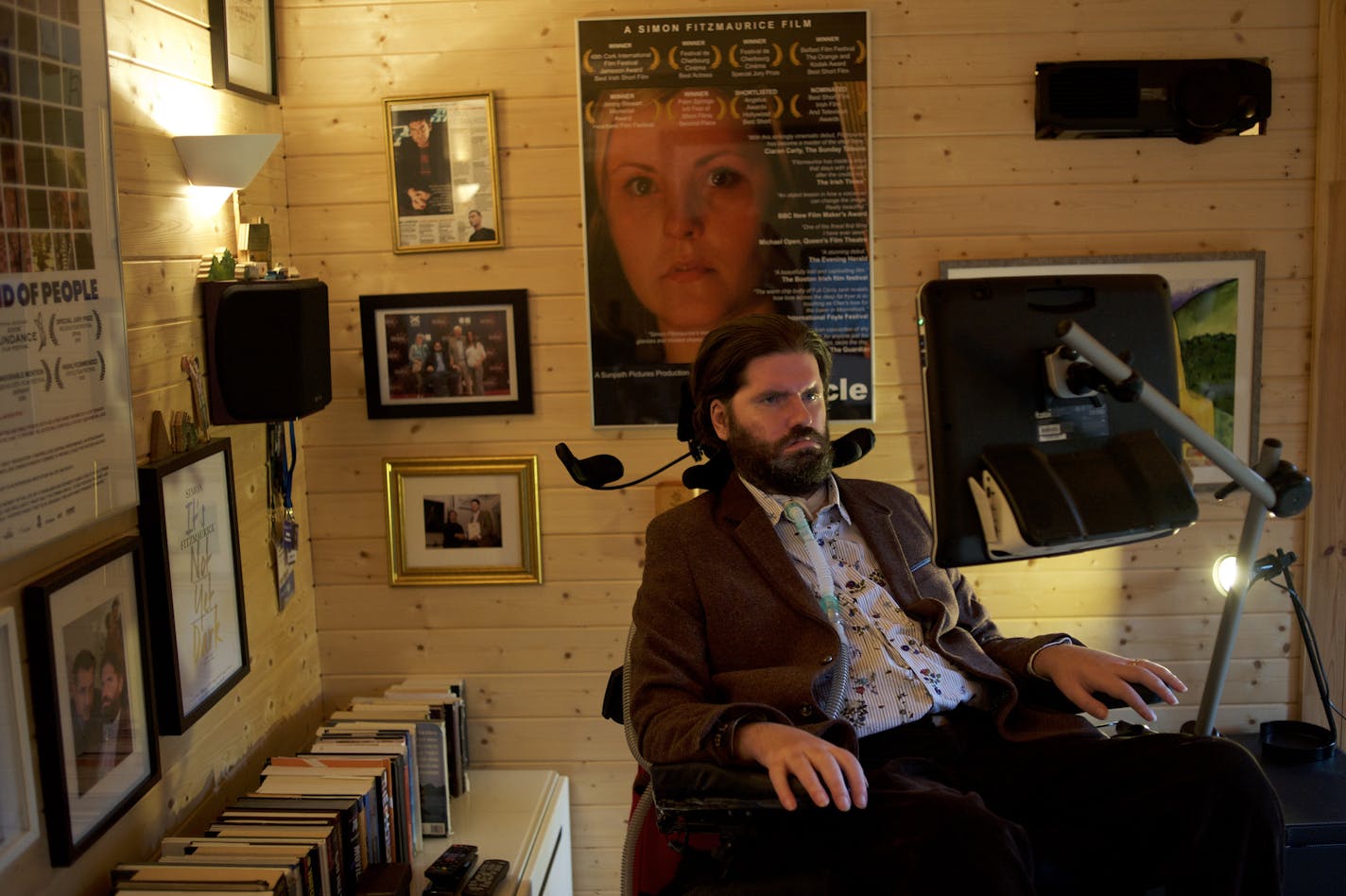 Irish film director Simon Fitzmaurice at his studio in Greystones, Ireland. Fitzmaurice was writing with his hands when he began the script for "My Name Is Emily," his first feature film. By the time he was finished, he was writing with his eyes.