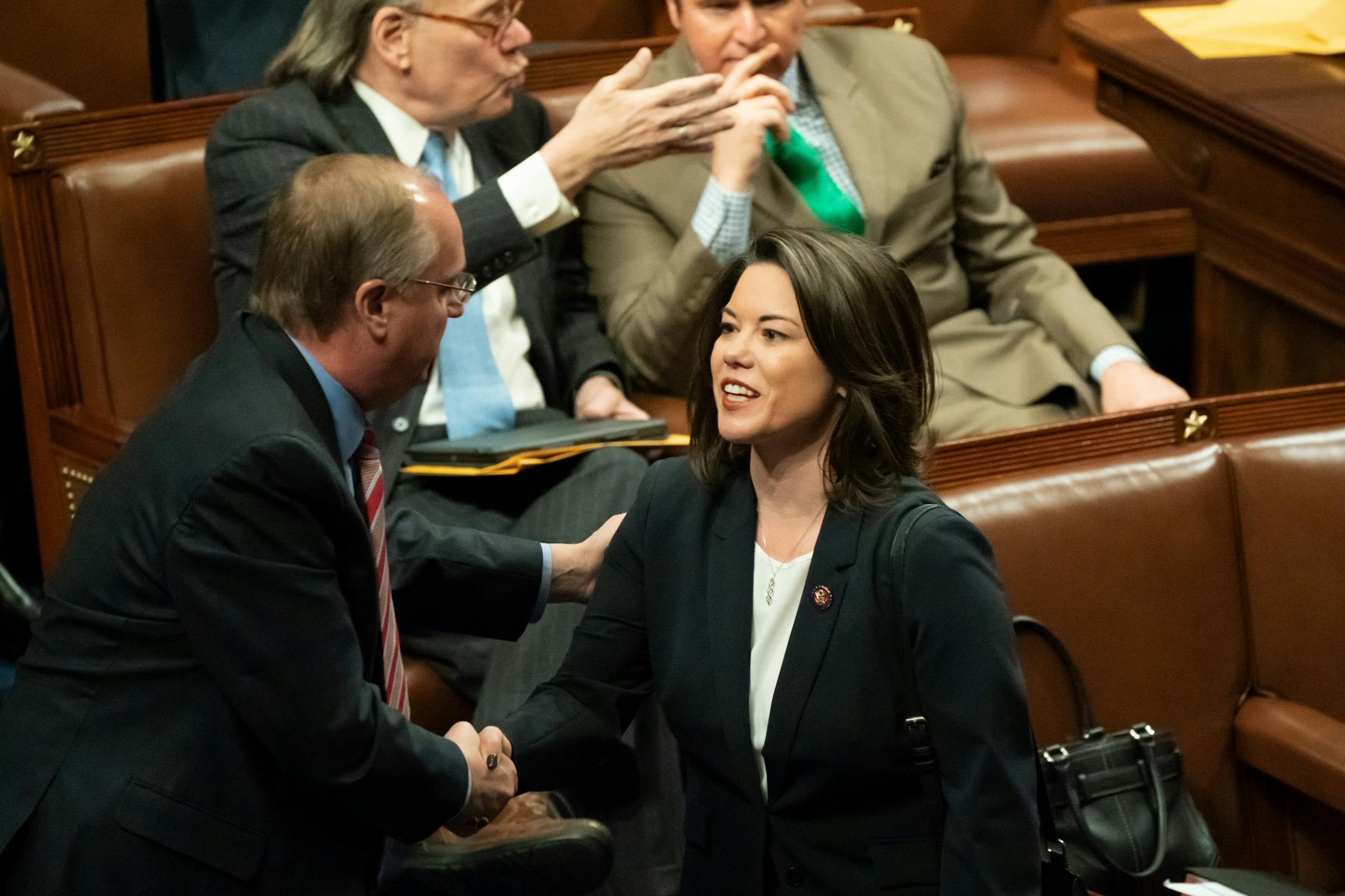Minnesota Rep.-elects Jim Hagedorn and Angie Craig spoke on the House floor before the swearing in ceremony.
