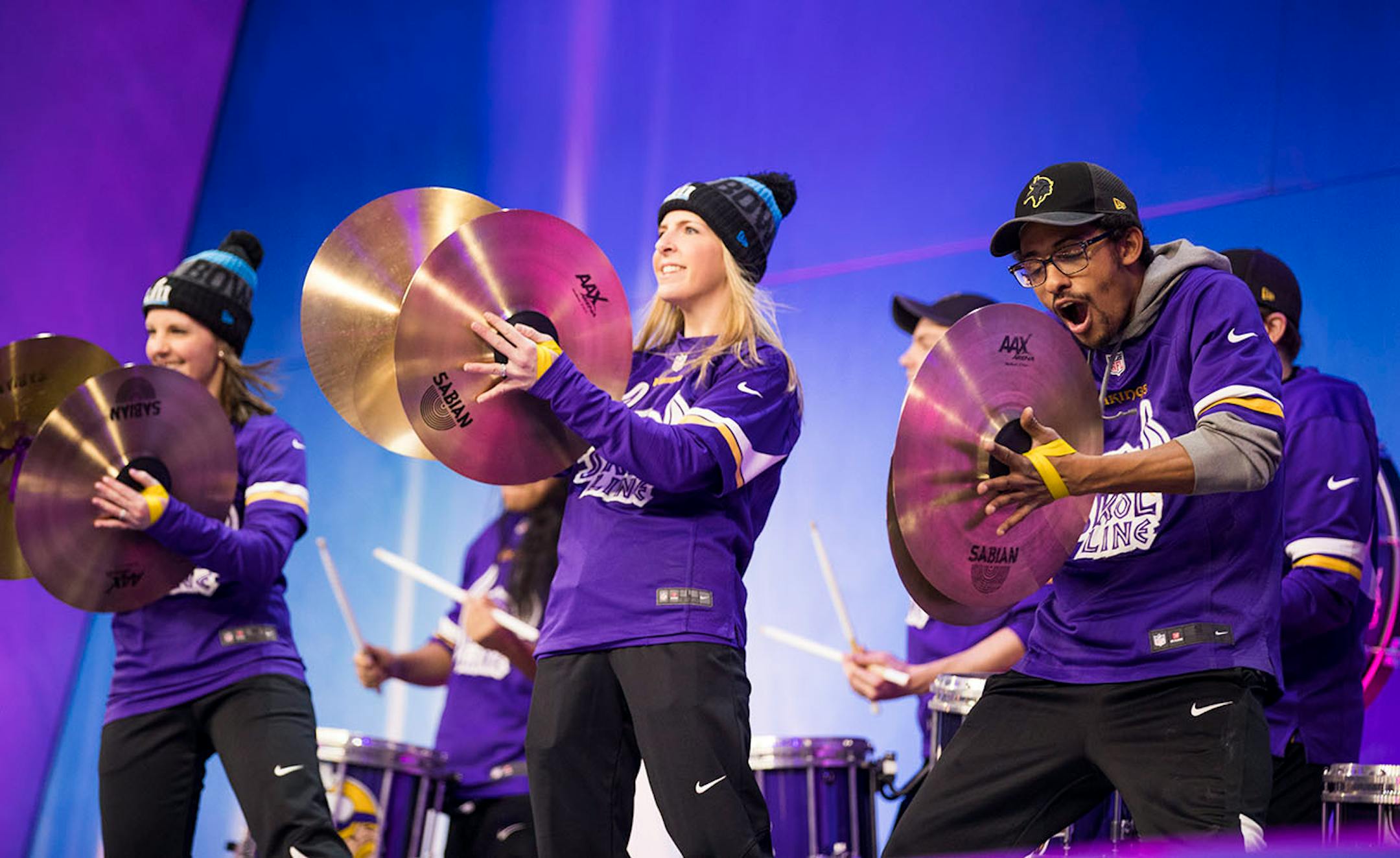 Skol Line performs before the Patriots are introduced.