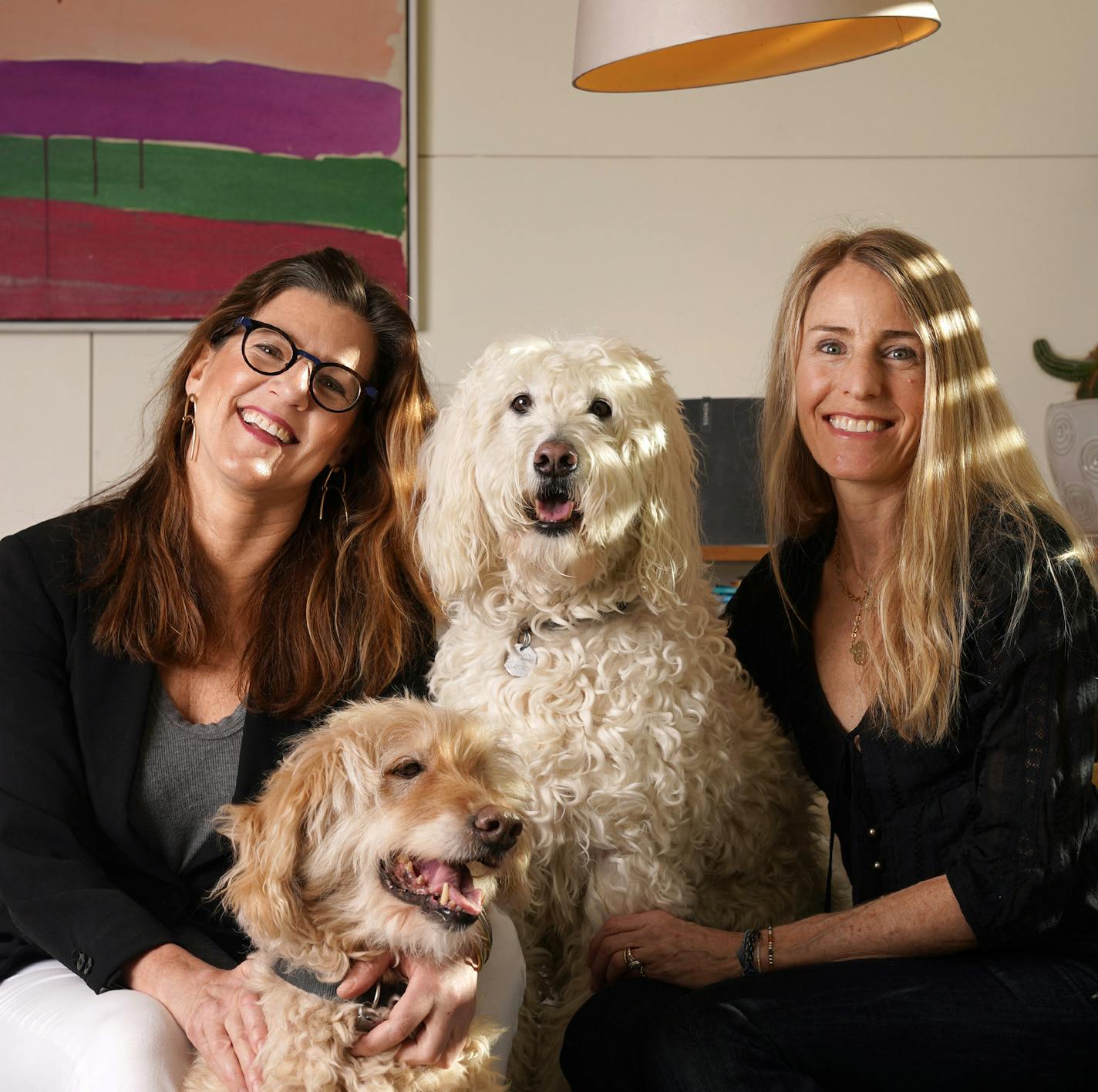 Zelda Curti and Susan Griak, the pair of beauty-savvy friends who founded F*ck Fifty, sat for a portrait along with their dogs Beamer and Gesso. ] ANTHONY SOUFFLE &#x2022; anthony.souffle@startribune.com Zelda Curti and Susan Griak, the pair of beauty-savvy friends who founded F*ck Fifty, a high-end super serum that infuses skin of any age, race or gender sat for a portrait along with their dogs Beamer and Gesso Thursday, Jan. 16, 2020 at Curti's home in Minneapolis. The two first met while walk