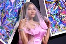 FILE - Nicki Minaj arrives at the MTV Video Music Awards on Sept. 12, 2023, at the Prudential Center in Newark, N.J. Rapper Nicki Minaj says bags were