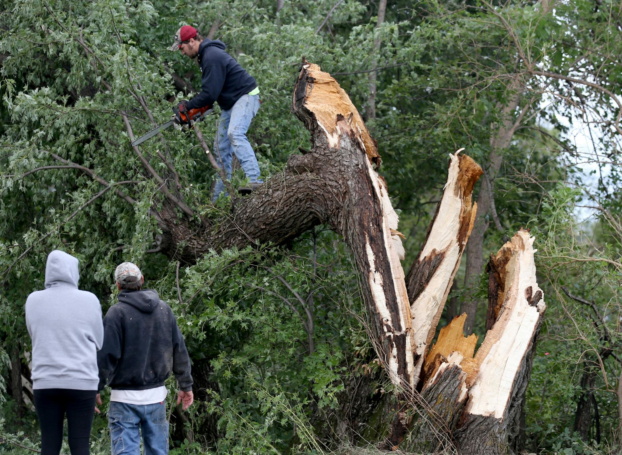 A number of homes in the southeast side of Morristown were heavily damaged during severe storms Thursday evening and seen as residents cleaned up Friday, Sept. 21, 2018, in Morristown, MN.
