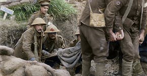 This image released by Warner Bros. Entertainment shows a scene from the WWI documentary "They Shall Not Grow Old," directed by Peter Jackson. (Warner