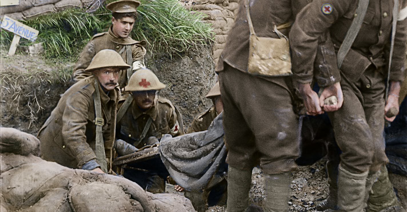 This image released by Warner Bros. Entertainment shows a scene from the WWI documentary "They Shall Not Grow Old," directed by Peter Jackson. (Warner Bros. Entertainment via AP)