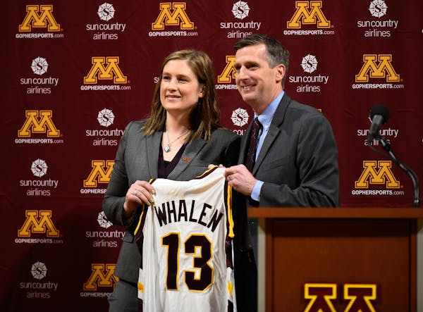 Lindsay Whalen was introduced as Gophers women's basketball coach by athletic director Mark Coyle on April 13.
