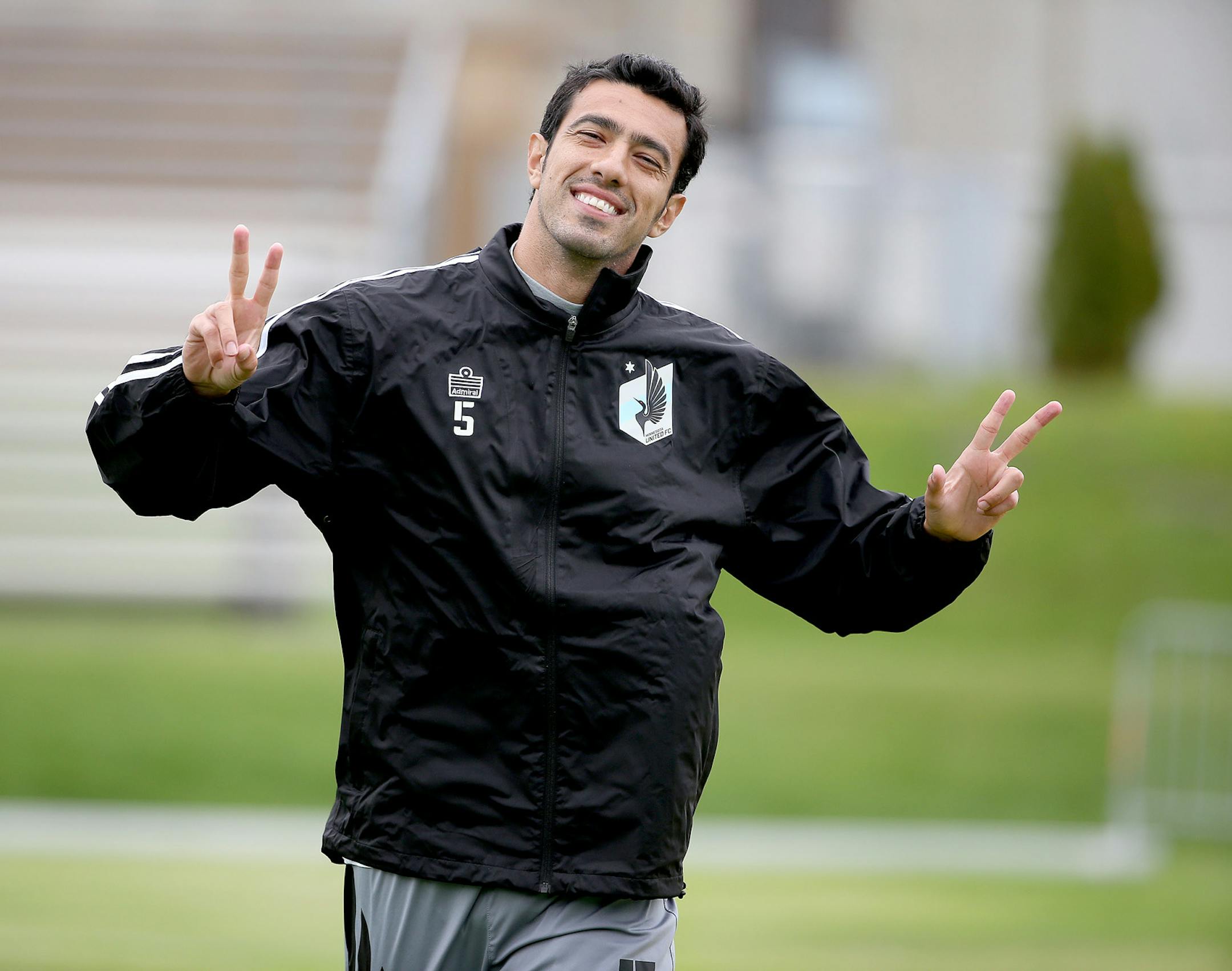 Minnesota United's Tiago Calvano ran laps on the field as his teammates practiced, Wednesday, May 21, 2014 at the National Sports Center in Blaine, MN. ] (ELIZABETH FLORES/STAR TRIBUNE) ELIZABETH FLORES • eflores@startribune.com ORG XMIT: MIN1405211548160527