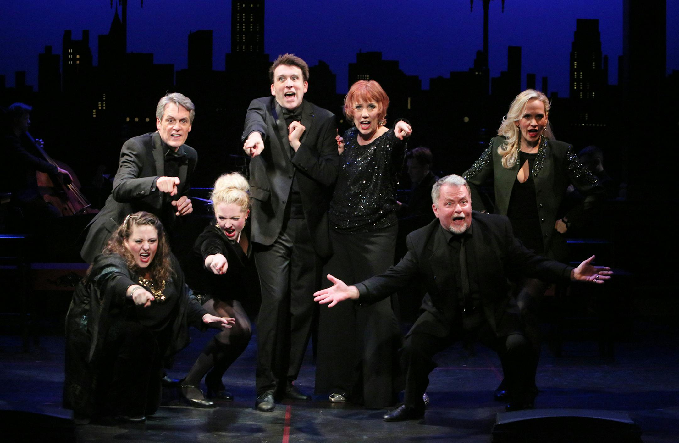 PHOTO CREDIT: Michal Daniel The AND THE WORLD GOES 'ROUND Company L-R: (front) Therese Walth, Emily Rose Skinner, Jon Whittier; (back, standing) William Gilness, Bradley Greenwald, Betti Battocletti and Tiffany Seymour