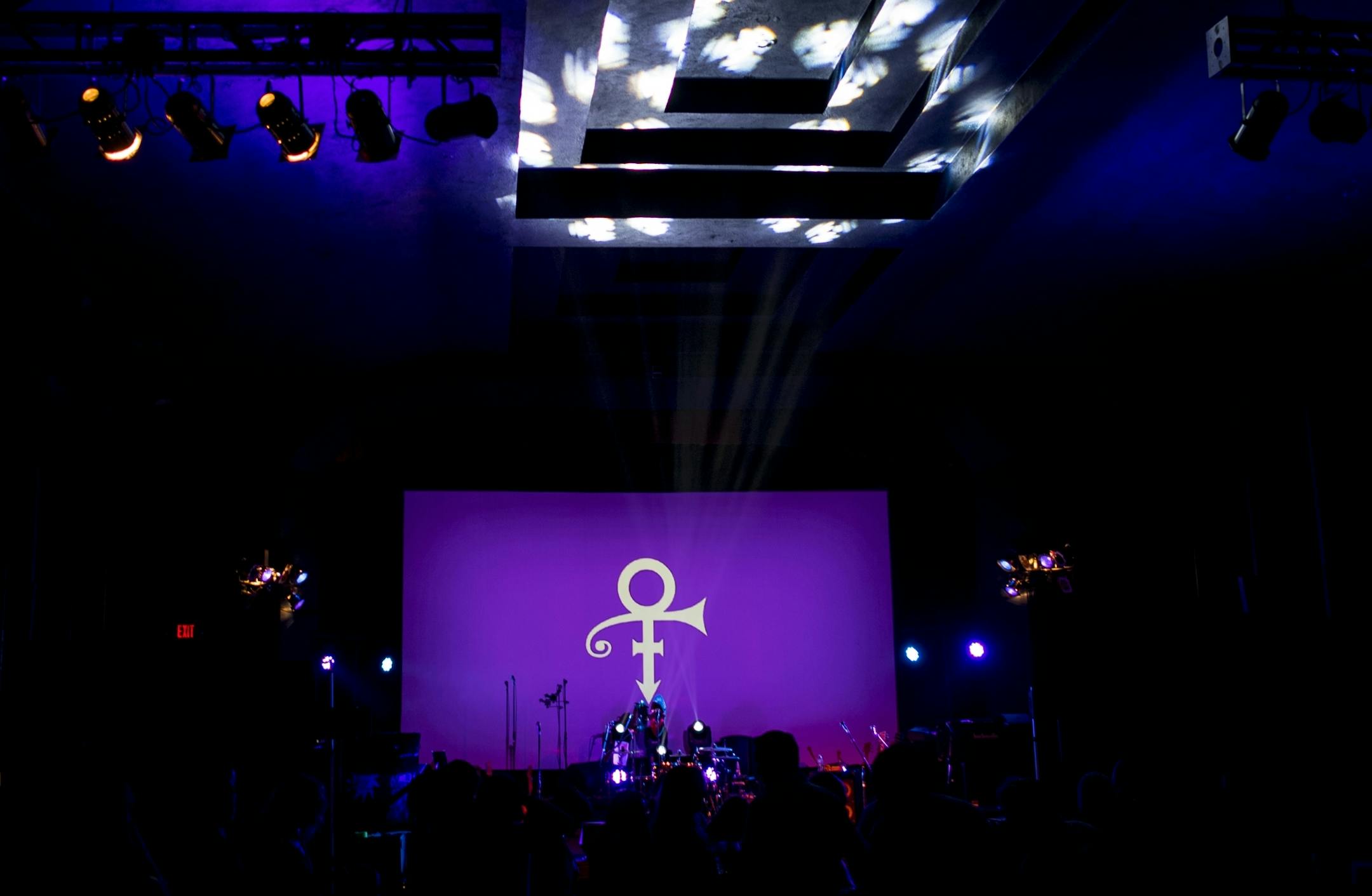 The Prince symbol was projected at Pepito's Parkway Theater before the start of Friday night's show.