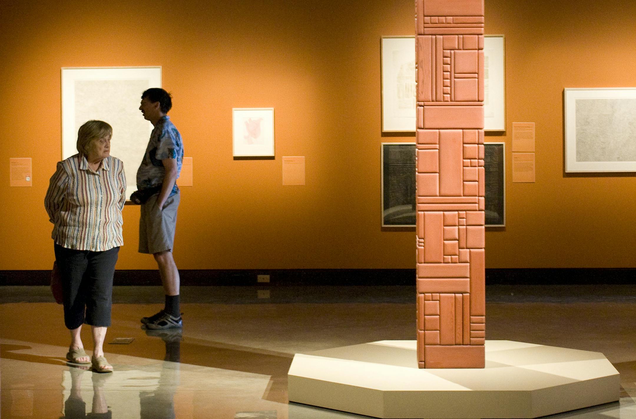 Red Totem" (1980), a 12-foot-high assemblage of stained cedar wood, is a centerpiece of the exhibit "Modern Spirit: The Art of George Morrison." The touring show, organized by Arts Midwest, recently opened at the Plains Art Museum in Fargo, N.D., and will conclude its two-year run at the Minnesota History Center in 2015.