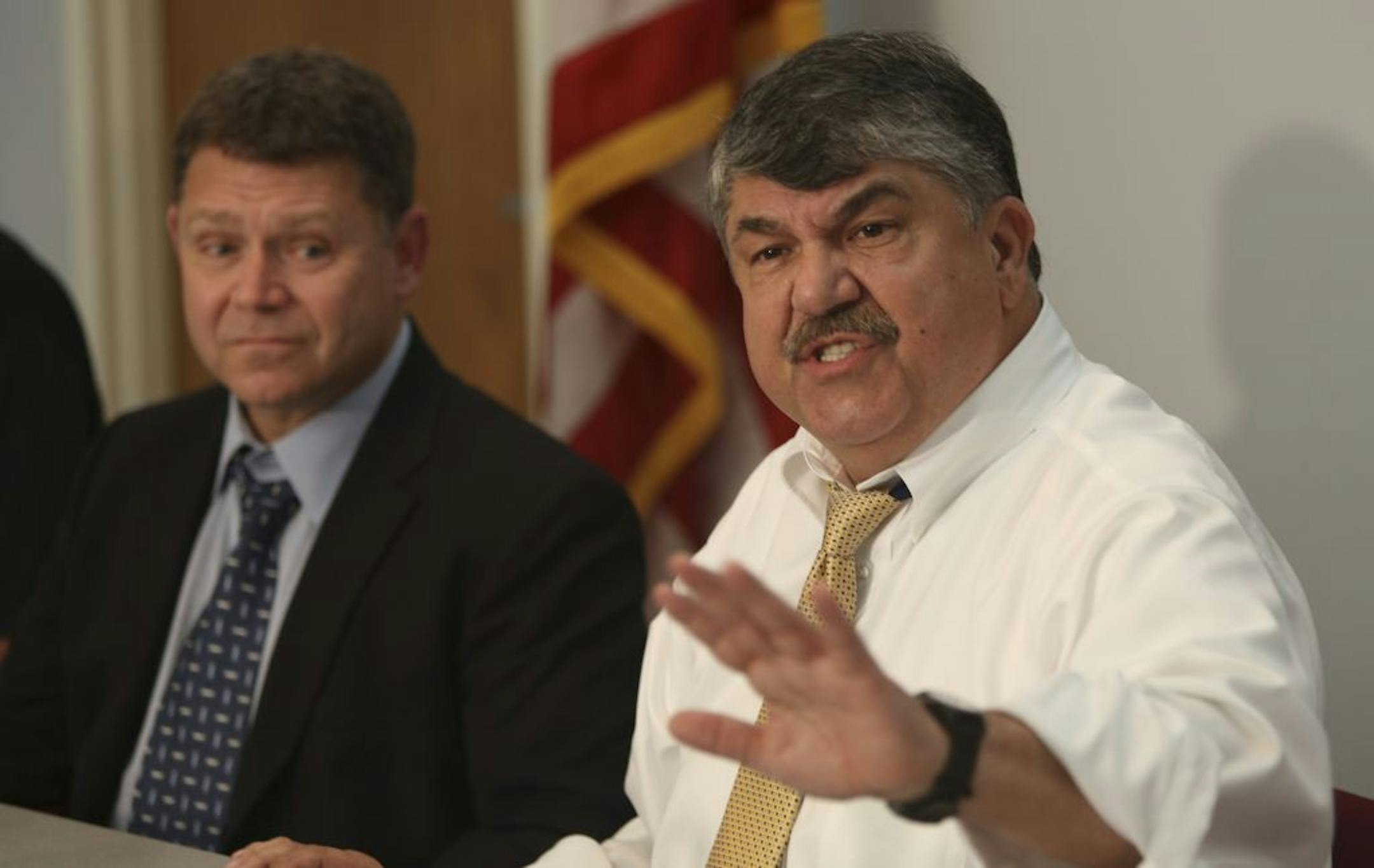 AFL-CIO President Richard Trumka has reached a deal with business leaders on a national immigrant worker program. Here, he appears in St. Paul on July 25, 2012 to talk about the lockout of American Crystal Sugar workers.