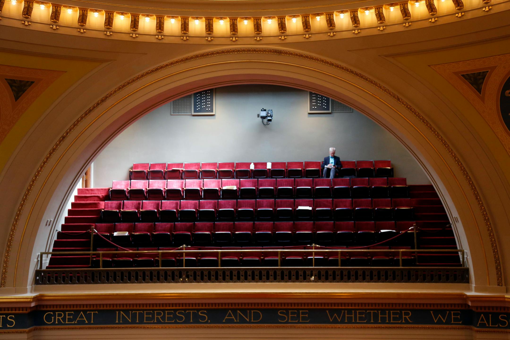 State Sen. John Marty waited in the gallery on Thursday for the start of a legislative session to take up bills related to the coronavirus outbreak in Minnesota.