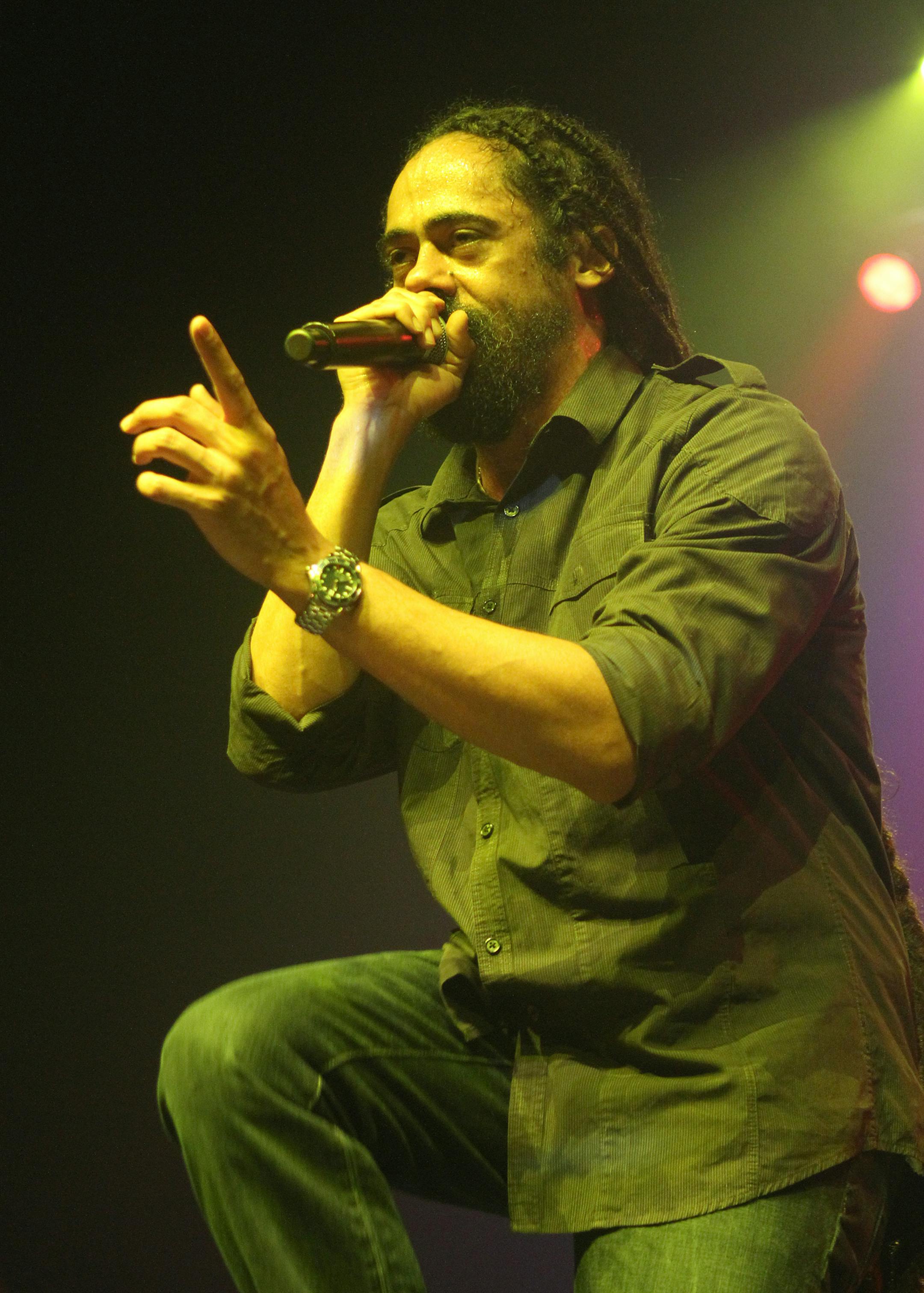 Damian Marley performs during the "Catch A Fire Tour 2015" stop at The Paramount in Huntington, Long Island on Tuesday, Sept. 1, 2015, in New York. (Photo by Donald Traill/Invision/AP)