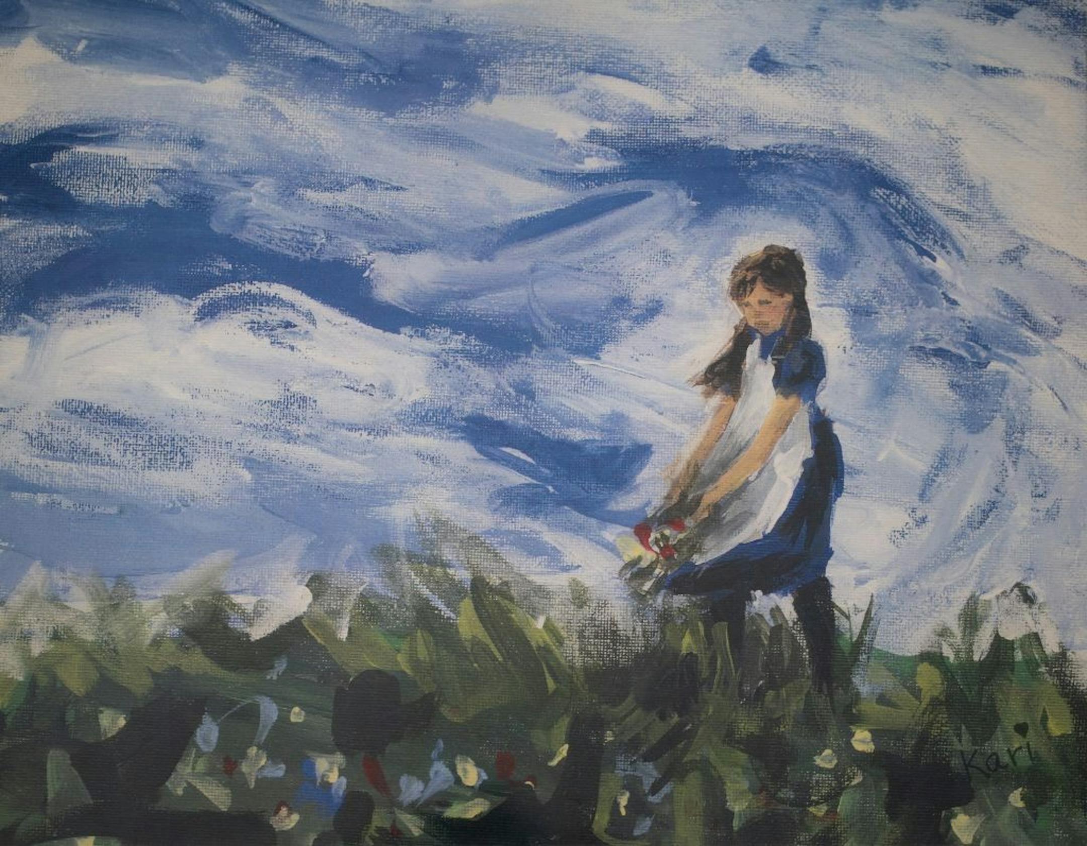 A landscape with a figure painted by Kari Wagner.