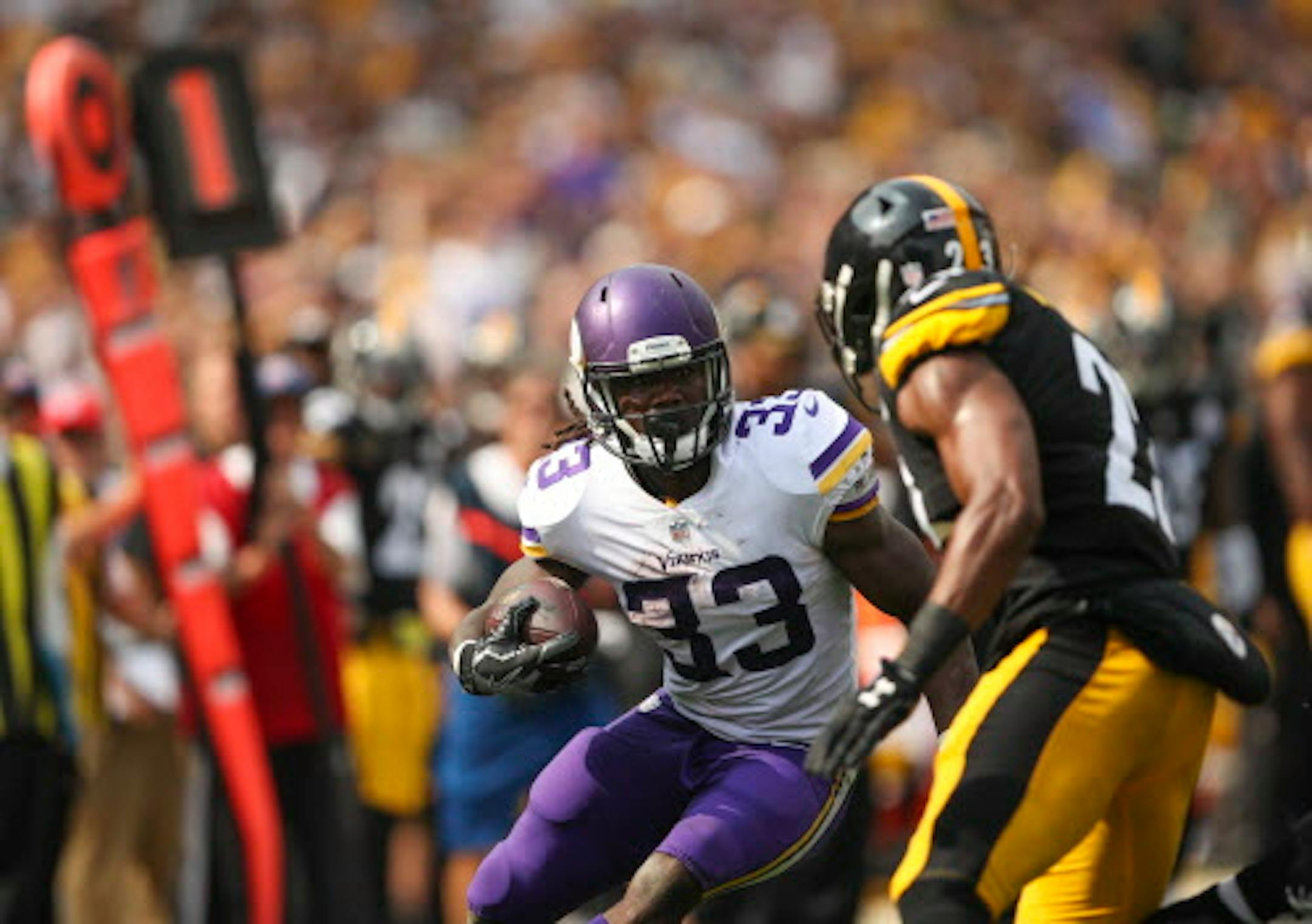 Minnesota Vikings running back Dalvin Cook nearly scored on a 26 yard run in the third quarter. A replay decision said he was just short of the goal line. The Vikings scored on the next play.    ]  JEFF WHEELER ' jeff.wheeler@startribune.com