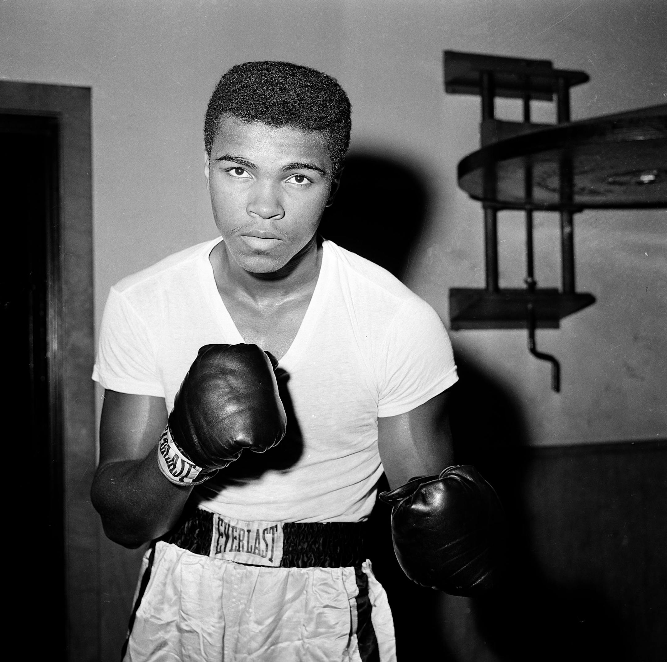 Young heavyweight fighter Cassius Clay is seen at City Parks Gym in New York, Feb. 8, 1962.
