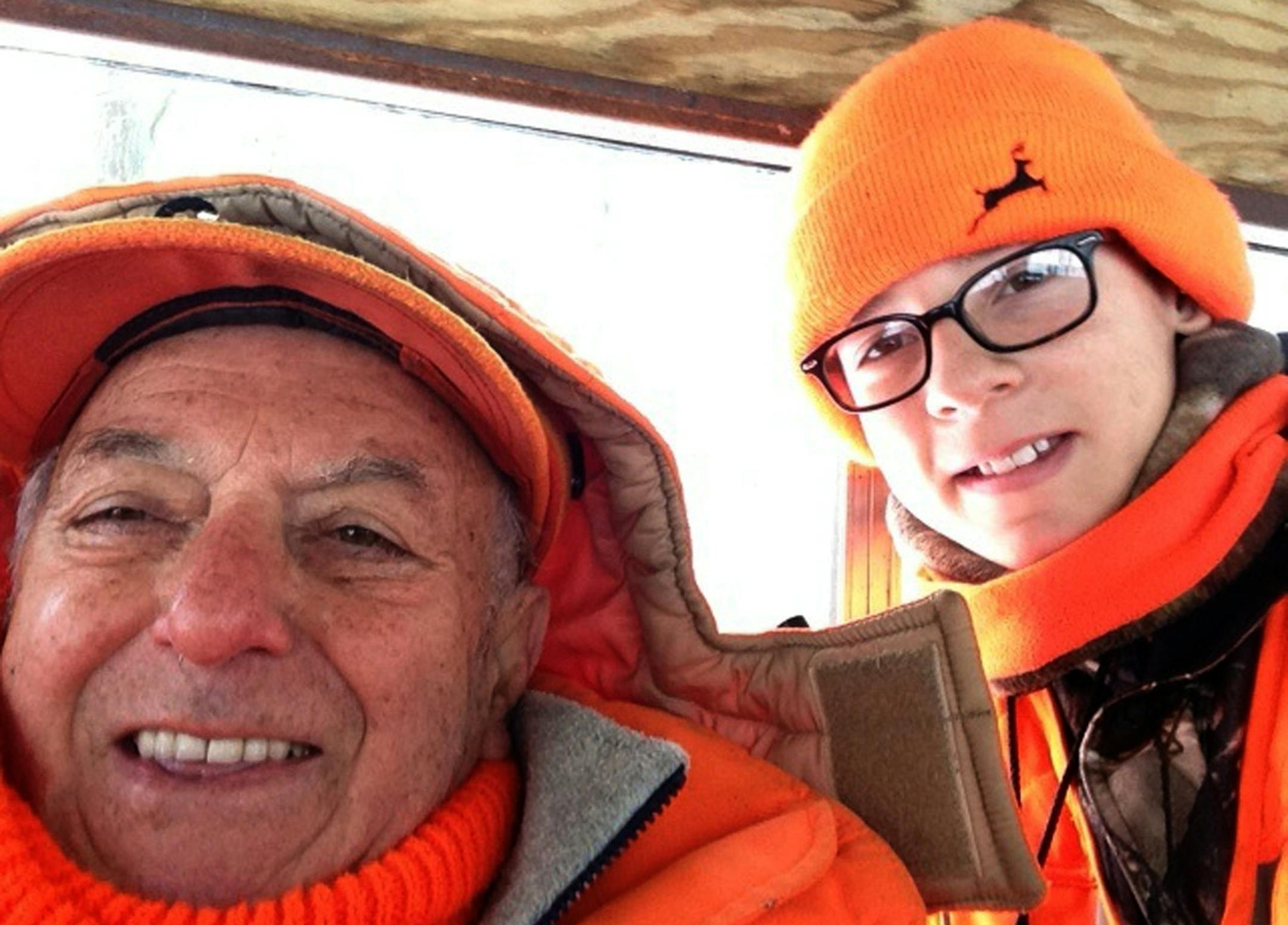 Grandfather Norb Berg and grandson Charlie Berg hunted together Saturday morning on the first day of the Wisconsin deer season. Chances are the younger Berg showed his grandfather how to take this selfie. Both live in the Twin Cities.