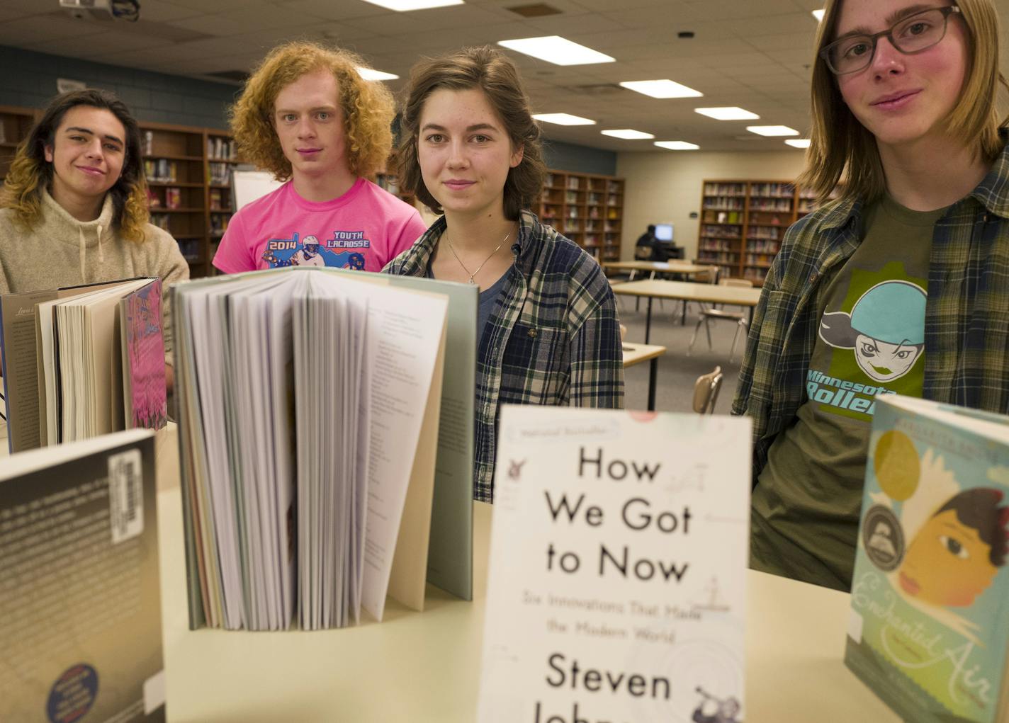 From left, Ezra Bergmann, Sam Stroup, Isabel Rousmaniere and Nicholas Jensen are among the students not taking state tests.