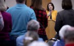 U.S. Rep. Angie Craig answered a question during a Town Hall at the Eagan Community Center.