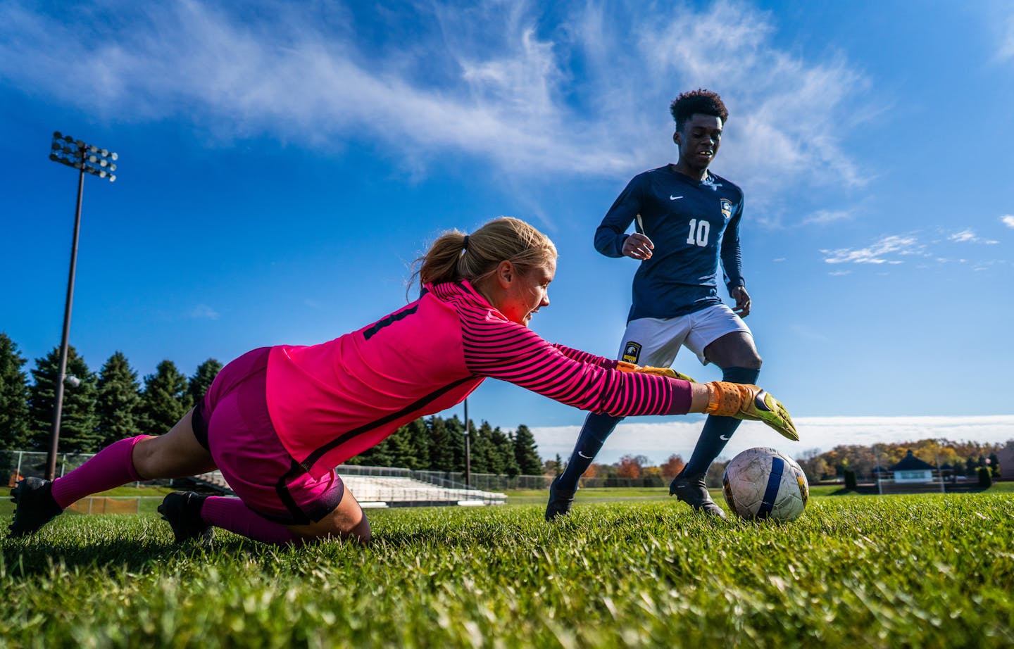 ] MARK VANCLEAVE &#xef; mark.vancleave@startribune.com * Eagan goalkeeper Megan Plaschko and Totino-Grace forward Herbert Endeley are the Star Tribune's boys' and girls' Metro soccer players of the year. Photographed Friday, Oct. 19. 2018