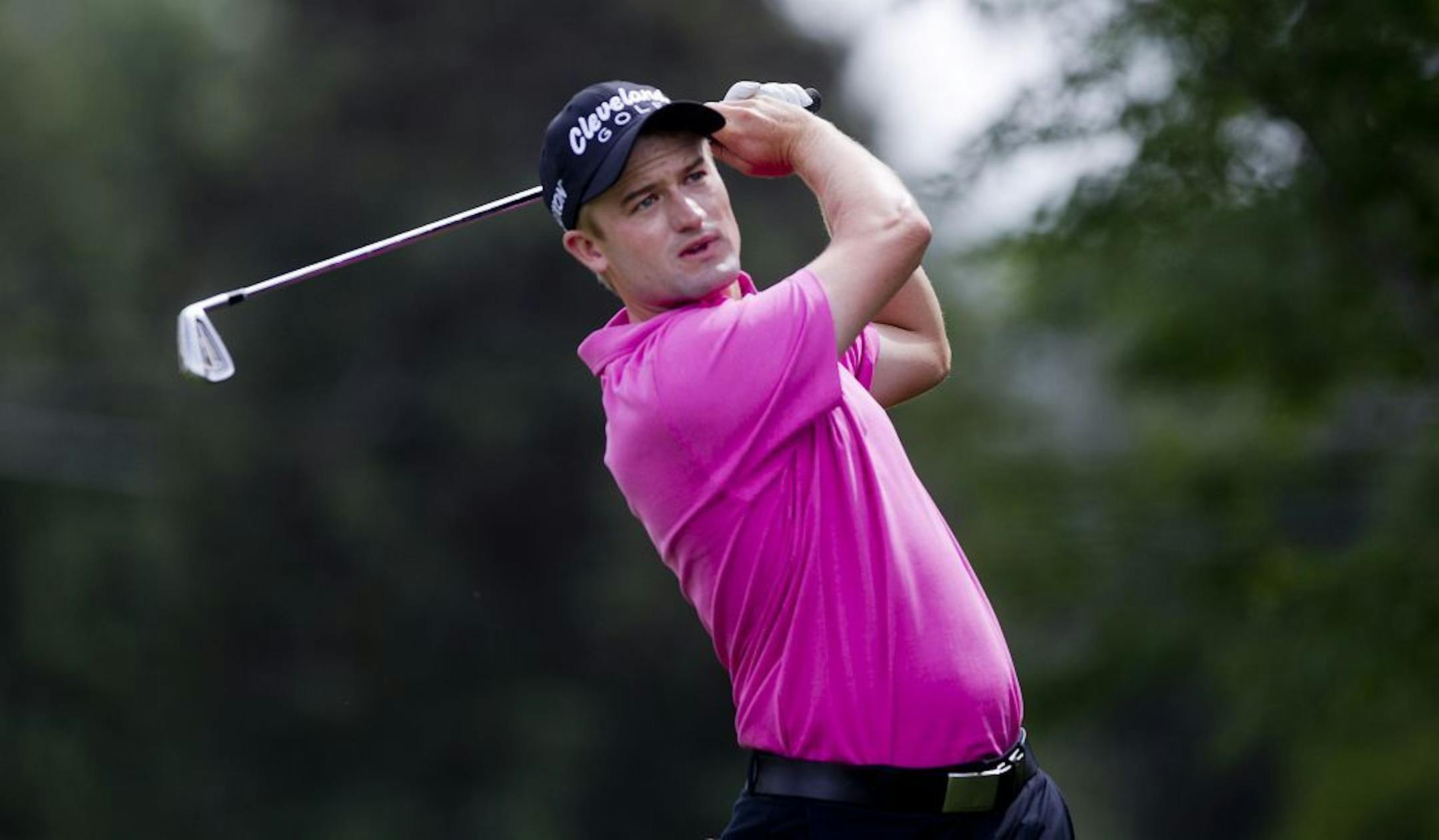 Russell Knox, of Scotland, hits his tee shot on the eighth hole at the Boise Open golf tournament in Boise, Id., Friday, July 26, 2013. Knox shot a 12-under 59 for the day. (AP Photo/The Idaho Statesman, Kyle Green)