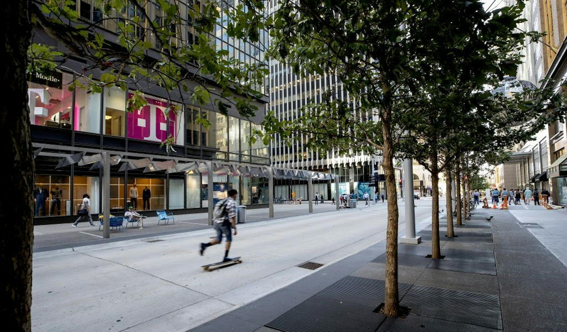 Trees in front of the old Dayton's building on Nicollet Mall