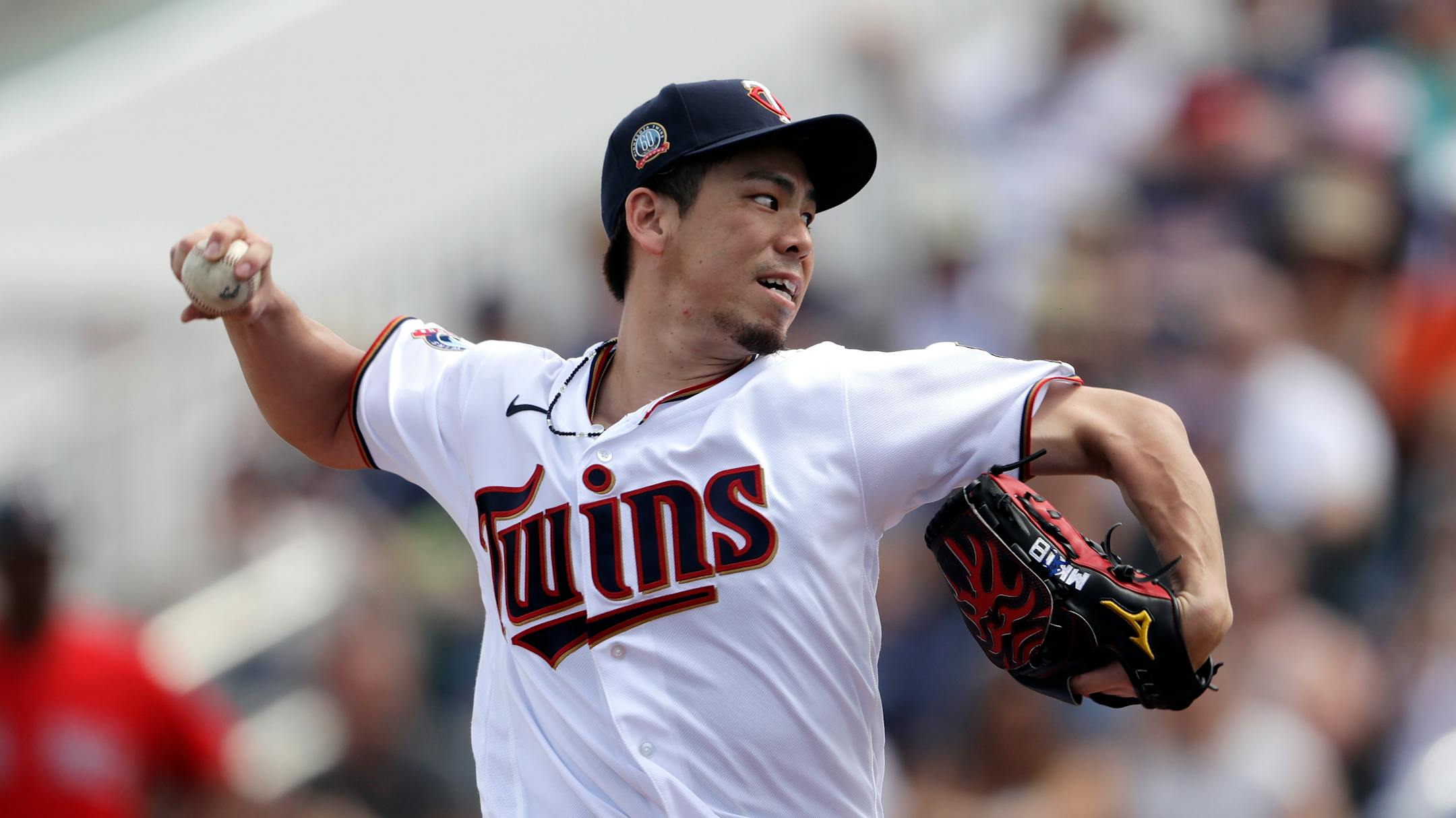 Twins righthander Kenta Maeda (shown in a February start against the Red Sox) had his most effective outing of spring training, facing 13 batters and allowing only two hits while striking out six in a 7-6 loss to Boston on Sunday.