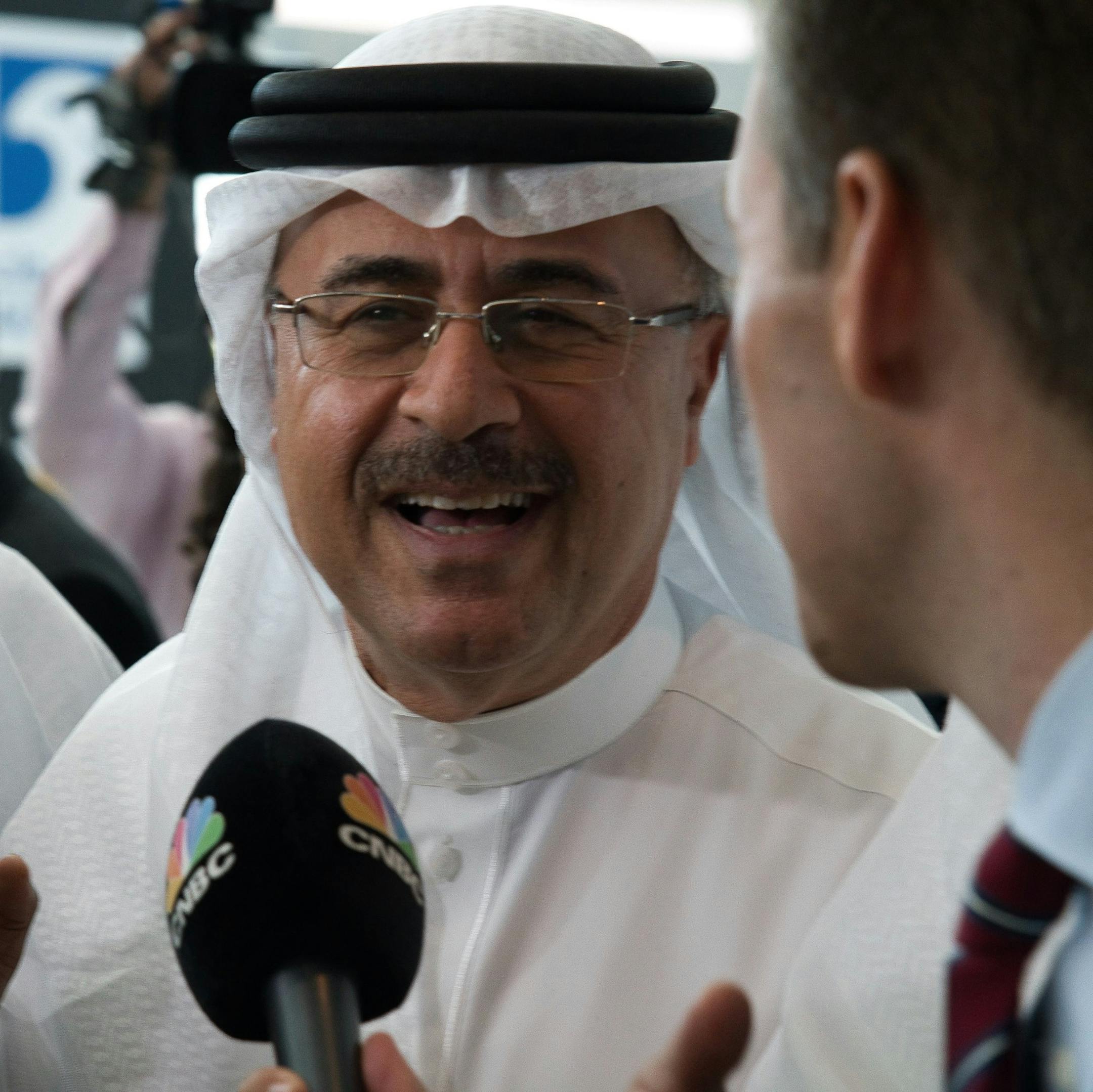 Amin Nasser, the chairman and CEO of the state-run oil giant Saudi Aramco, speaks to journalists at the World Energy Congress in Abu Dhabi, United Arab Emirates, Tuesday, Sept. 10, 2019. Nasser told journalists Tuesday a planned initial public offering of a sliver of the oil company's worth would happen "very soon." (AP Photo/Jon Gambrell) ORG XMIT: XJG101