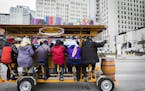 The Pedal Pub goes for the first of their special winter rides for Super Bowl week. ] LEILA NAVIDI &#xef; leila.navidi@startribune.com BACKGROUND INFO