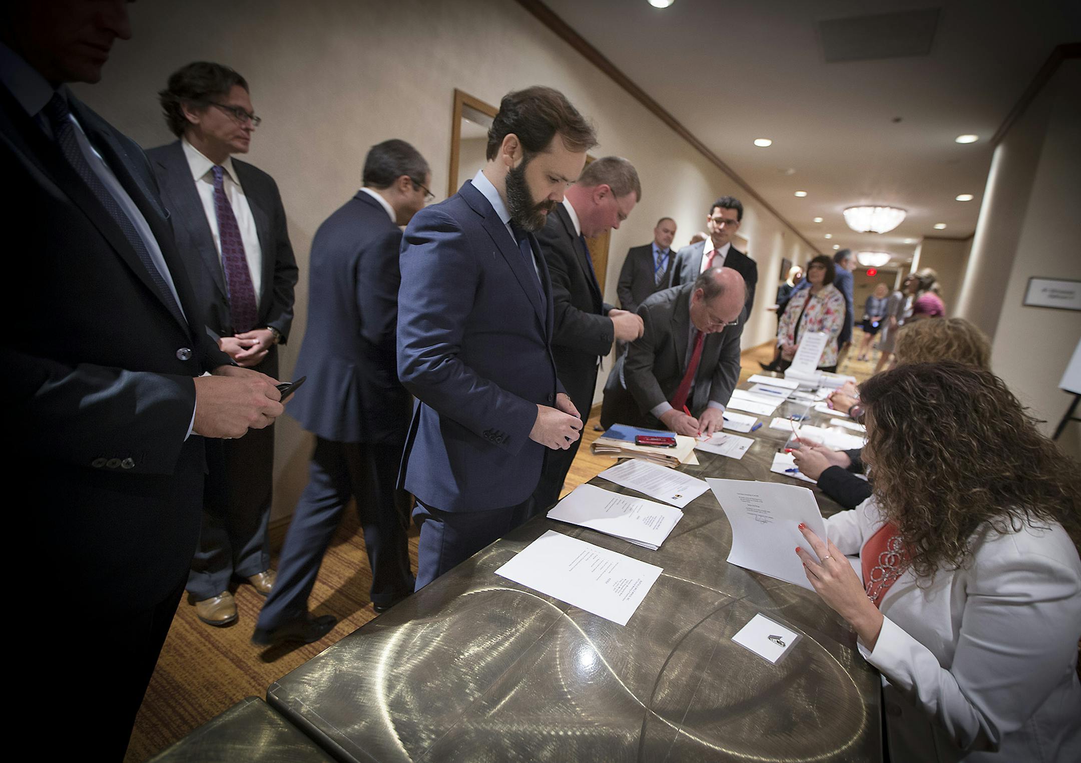 Activist investor Mick McGuire checked into the Buffalo Wild Wings annual meeting, Friday, June 2, 2017 in Minnetonka, MN. ] ELIZABETH FLORES &#xef; liz.flores@startribune.com