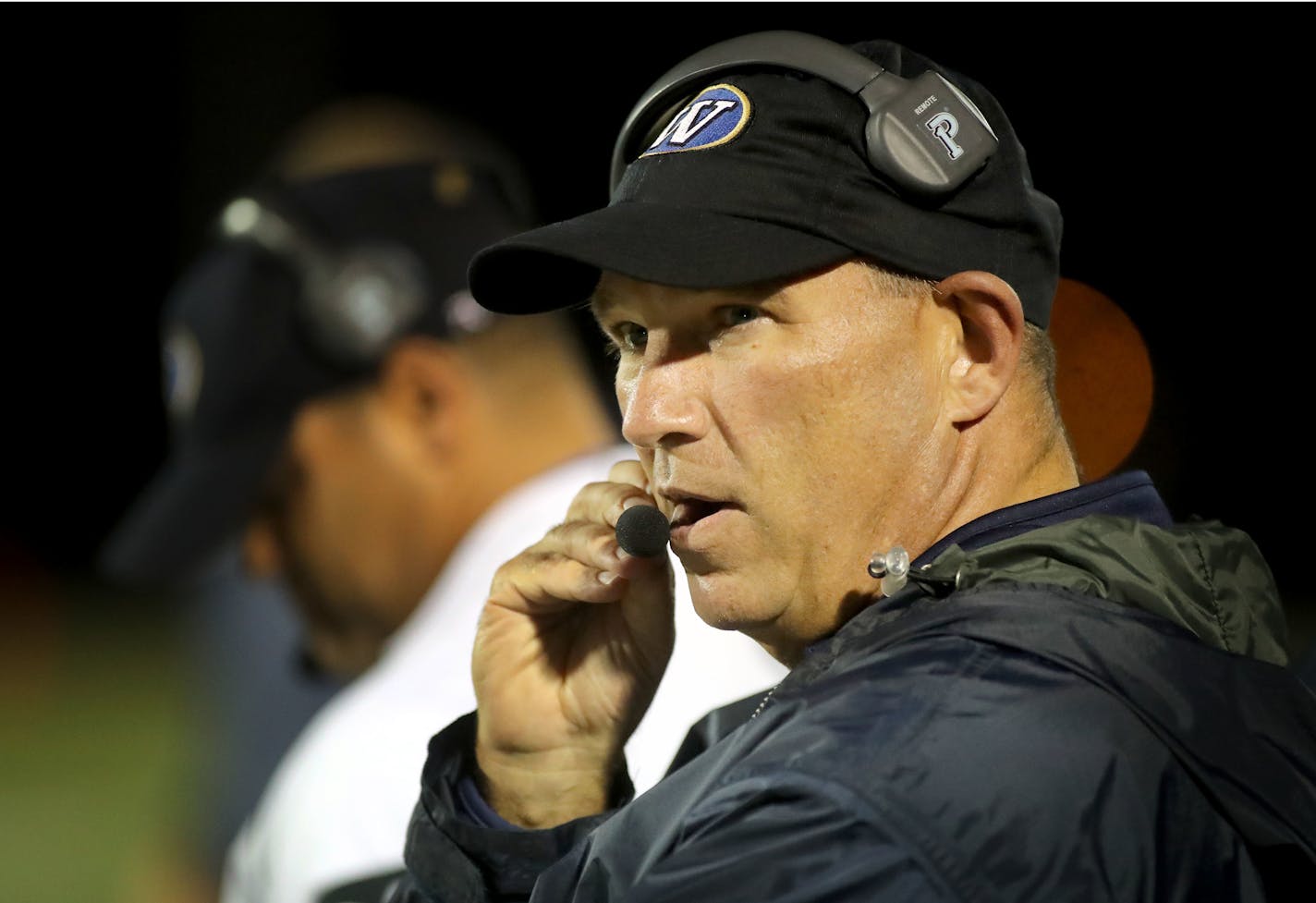 Wayzata coach Brad Anderson, shown on the sidelines during a Sept. 23 game against Wayzata, stepped down as head coach on Monday after 18 seasons. Anderson coached the team to five Prep Bowls in eight seasons, winning the title three times.