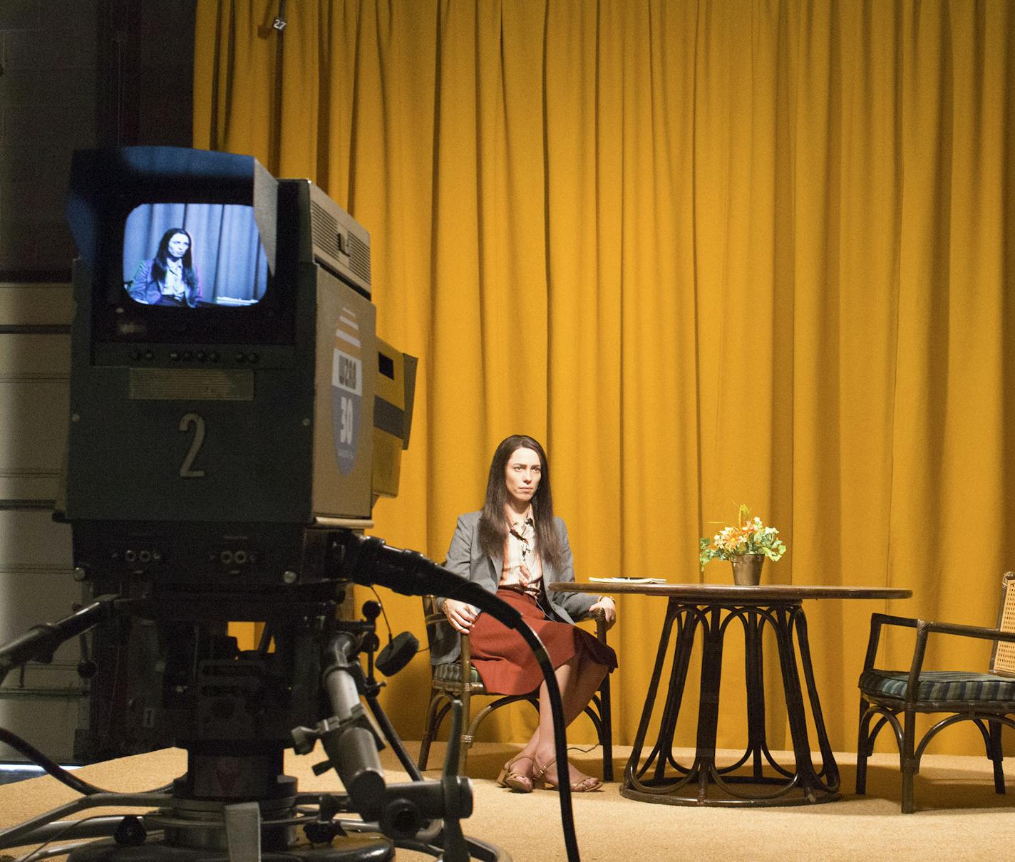 In an undated handout photo, Rebecca Hall, on the set of &#xec;Christine.&#xee; Hall is the star of Campos&#xed; &#xec;Christine,&#xee; a film about the Florida news anchor Christine Chubbuck, who shot and killed herself on a live broadcast in 1974, and some say it is the best performance of her career. (Joe Anderson/The Orchard via The New York Times) -- NO SALES; FOR EDITORIAL USE ONLY WITH FILM CHRISTINE ADV09 BYCARA BUCKLEY FOR OCT. 9, 2016. ALL OTHER USE PROHIBITED.