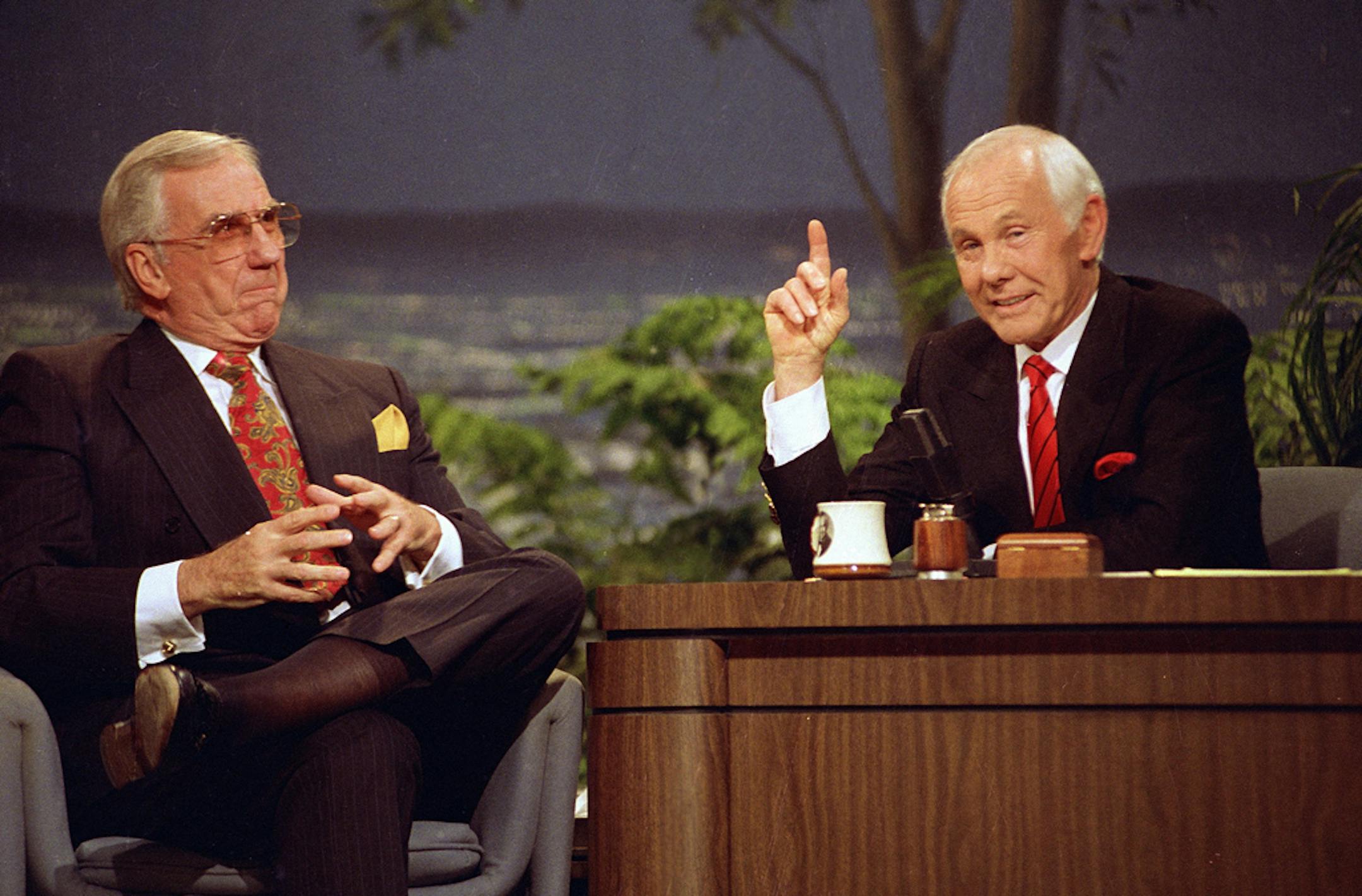 As host of "The Tonight Show," Johnny Carson, right, shown in 1992 with sidekick Ed McMahon, left a lasting legacy on late-night TV.