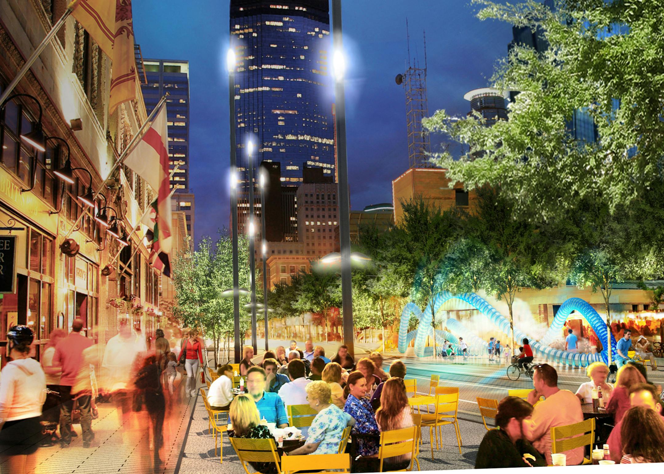 Nicollet Mall rendering. Rendering from James Corner Field Operations of New York: JCFO-02