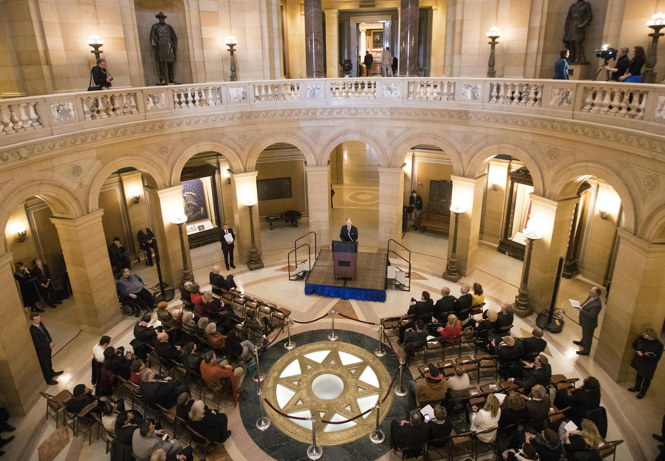 Senate Majority Leader-elect Paul E. Gazelka speaks during a prayer service in the rotunda. ] (Leila Navidi/Star Tribune) leila.navidi@startribune.com BACKGROUND INFORMATION: The first day of the 2017 Minnesota Legislative session on January 3, 2017 at the Minnesota State Capitol in St. Paul.
