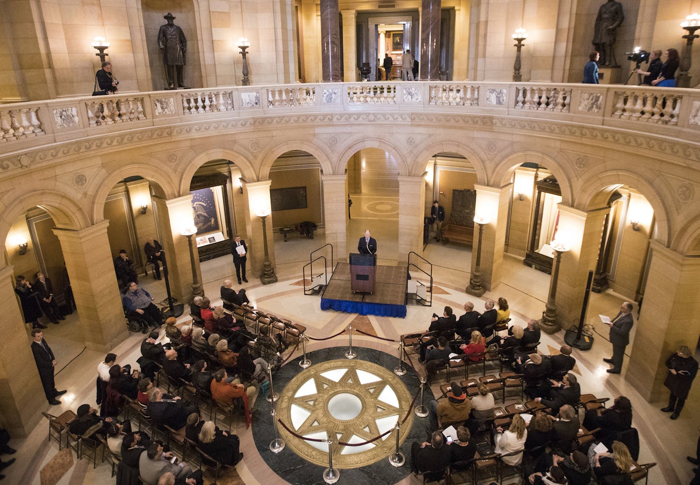 Senate Majority Leader-elect Paul E. Gazelka speaks during a prayer service in the rotunda. ] (Leila Navidi/Star Tribune) leila.navidi@startribune.com BACKGROUND INFORMATION: The first day of the 2017 Minnesota Legislative session on January 3, 2017 at the Minnesota State Capitol in St. Paul.