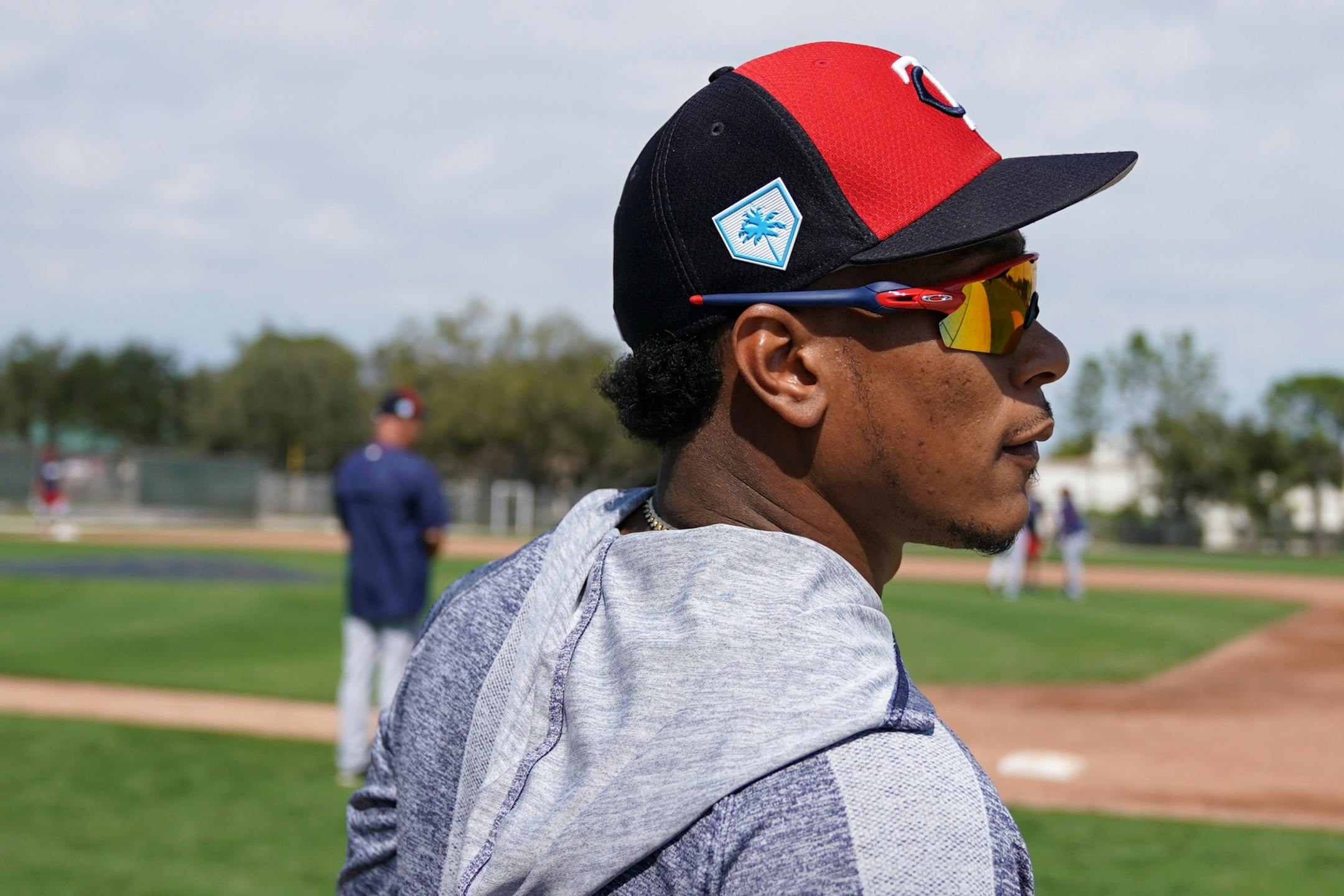 Minnesota Twins shortstop Jorge Polanco (11) walked back to the clubhouse after informal drills Saturday.