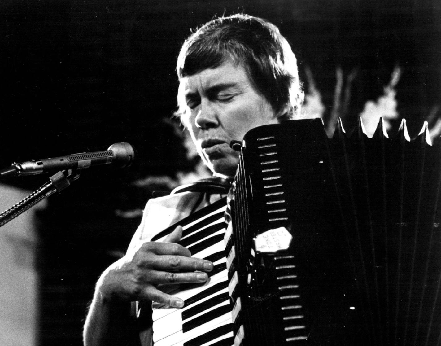 Pauline Oliveros performing in 1978.