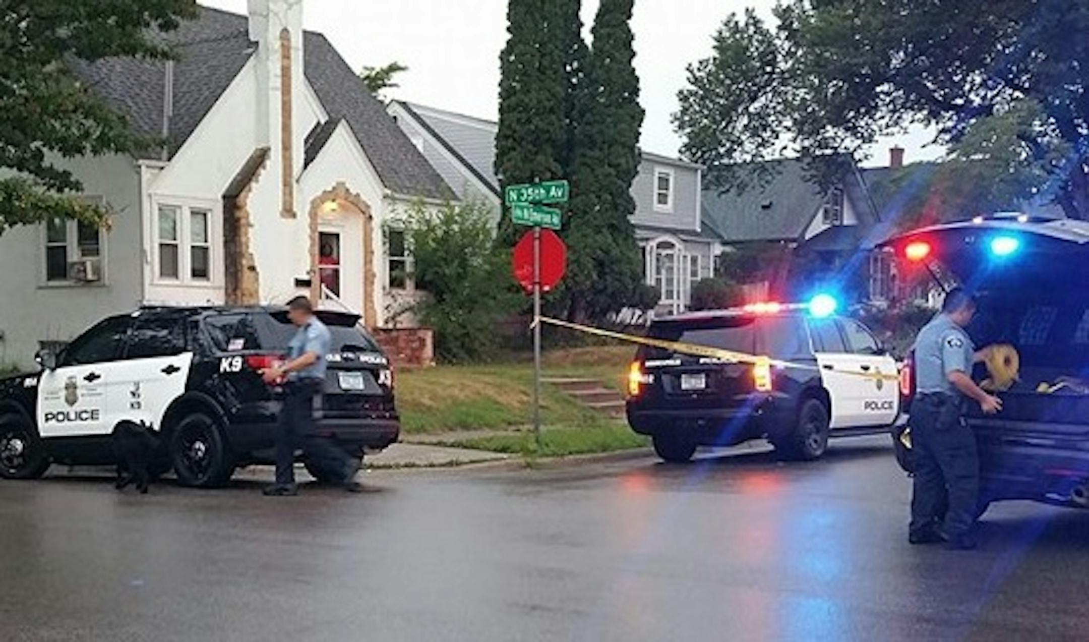 Police collected evidence after a homicide Sunday evening in Minneapolis.