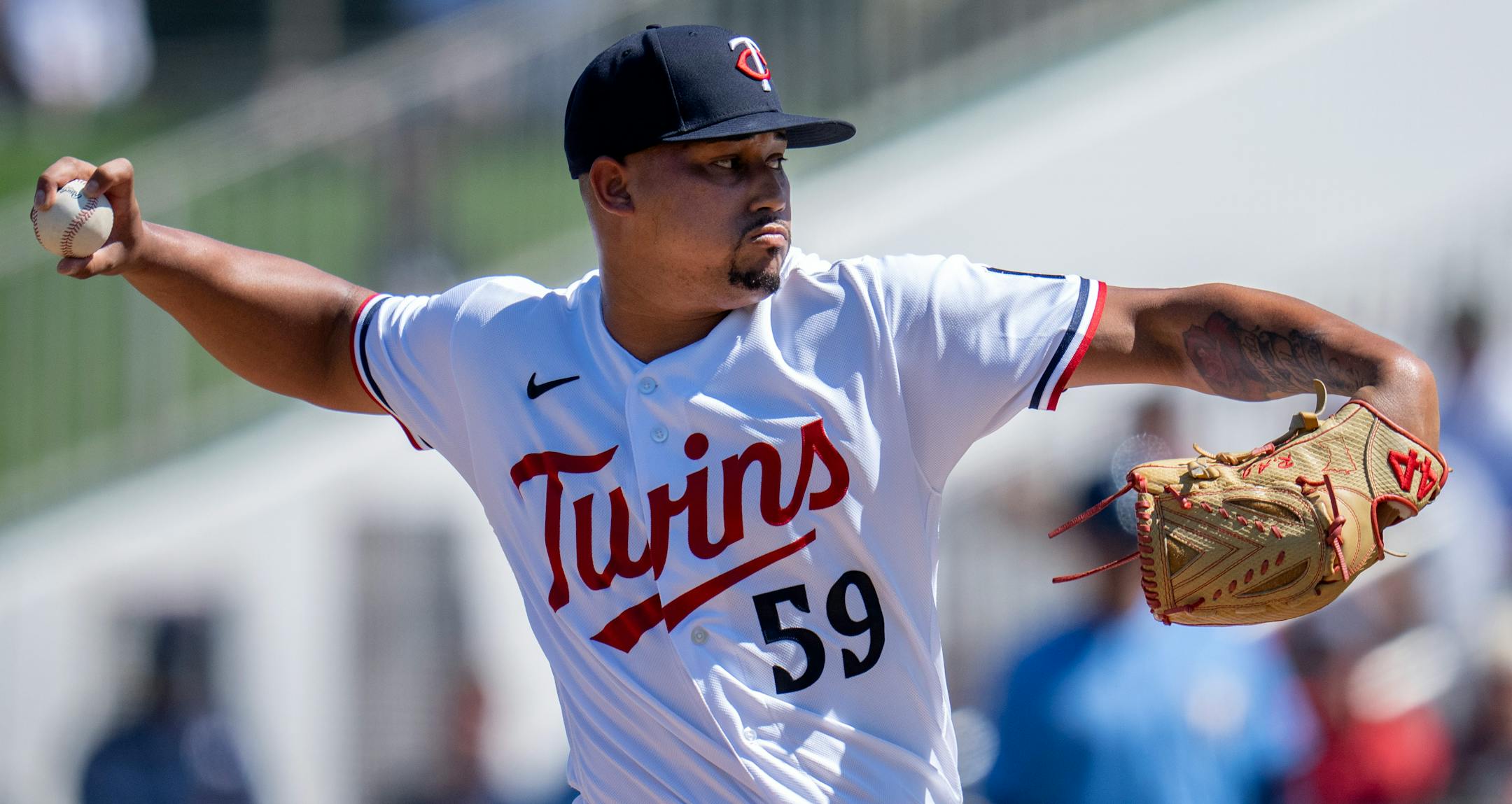 Minnesota Twins relief pitcher Jhoan Duran (59) in pitched in the second inning.