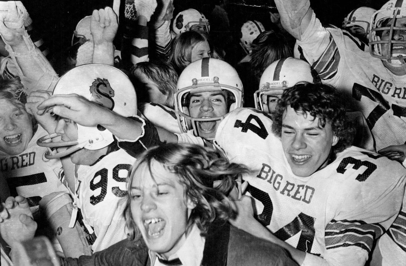 November 16, 1975 Big Red, Rah, Rah, Rah Stillwater's Big Red had reason to celebrate following a 20-17 victory over Richfield in the last 18 seconds for the Class AA high school football championship at Parade Stadium Friday night. Pete Hohn, Minneapolis Star Tribune