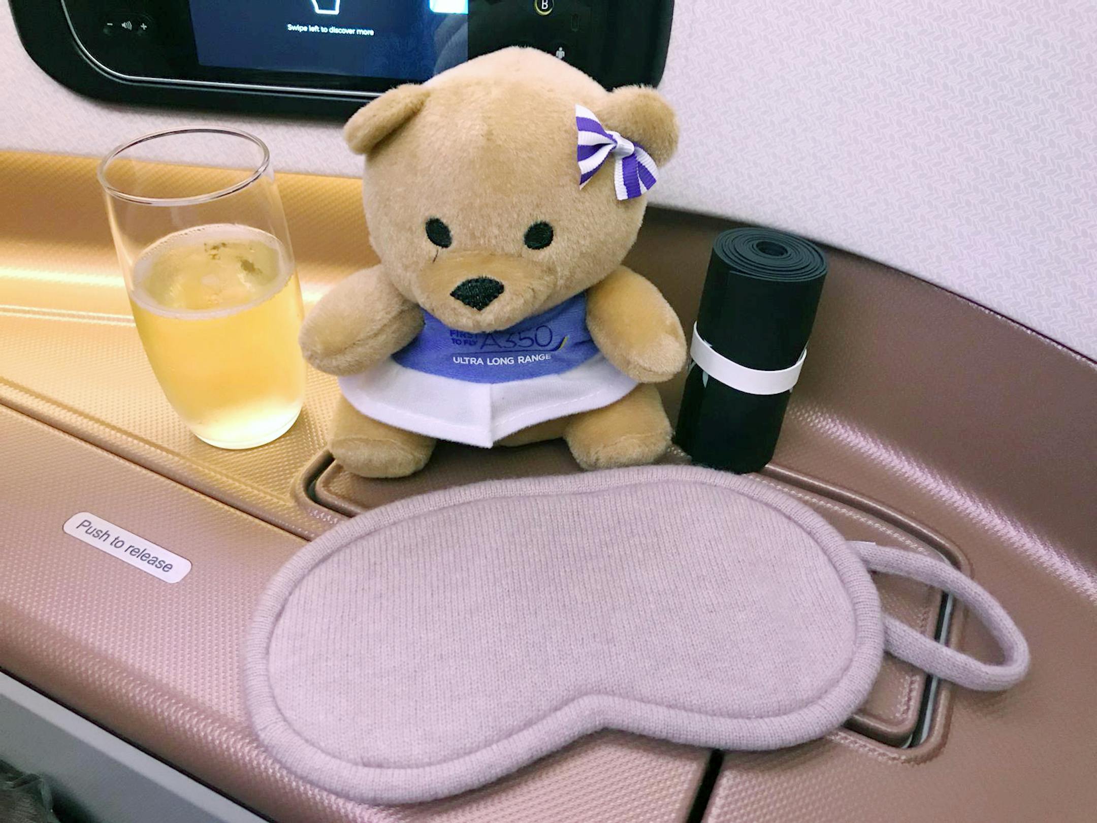 A teddy bear and an eye mask. MUST CREDIT: Sarah Wells/Bloomberg