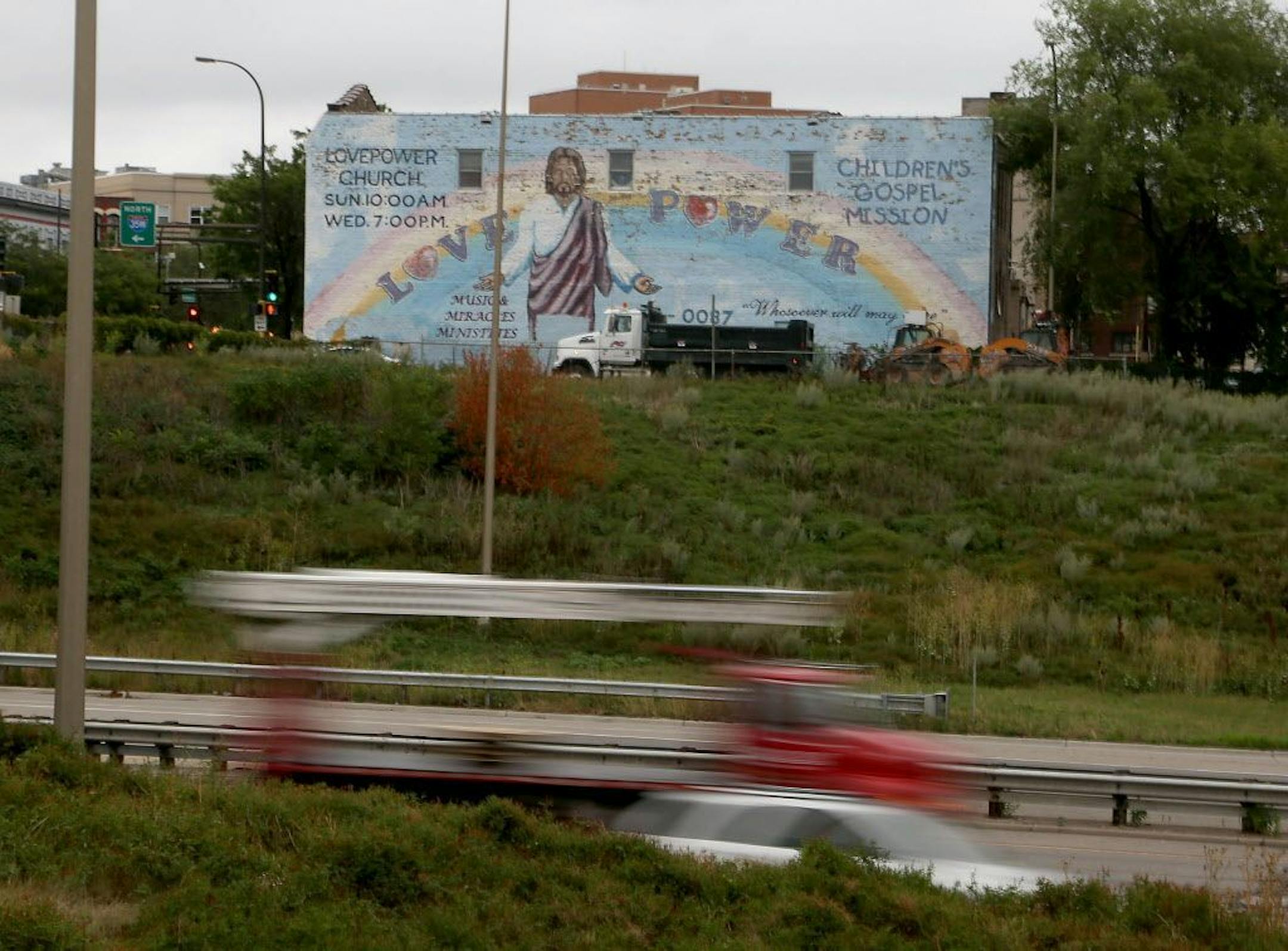"Love Power" Jesus mural in Minneapolis' West Bank neighborhood Thursday, Aug. 3, 2017, in Minneapolis, MN.